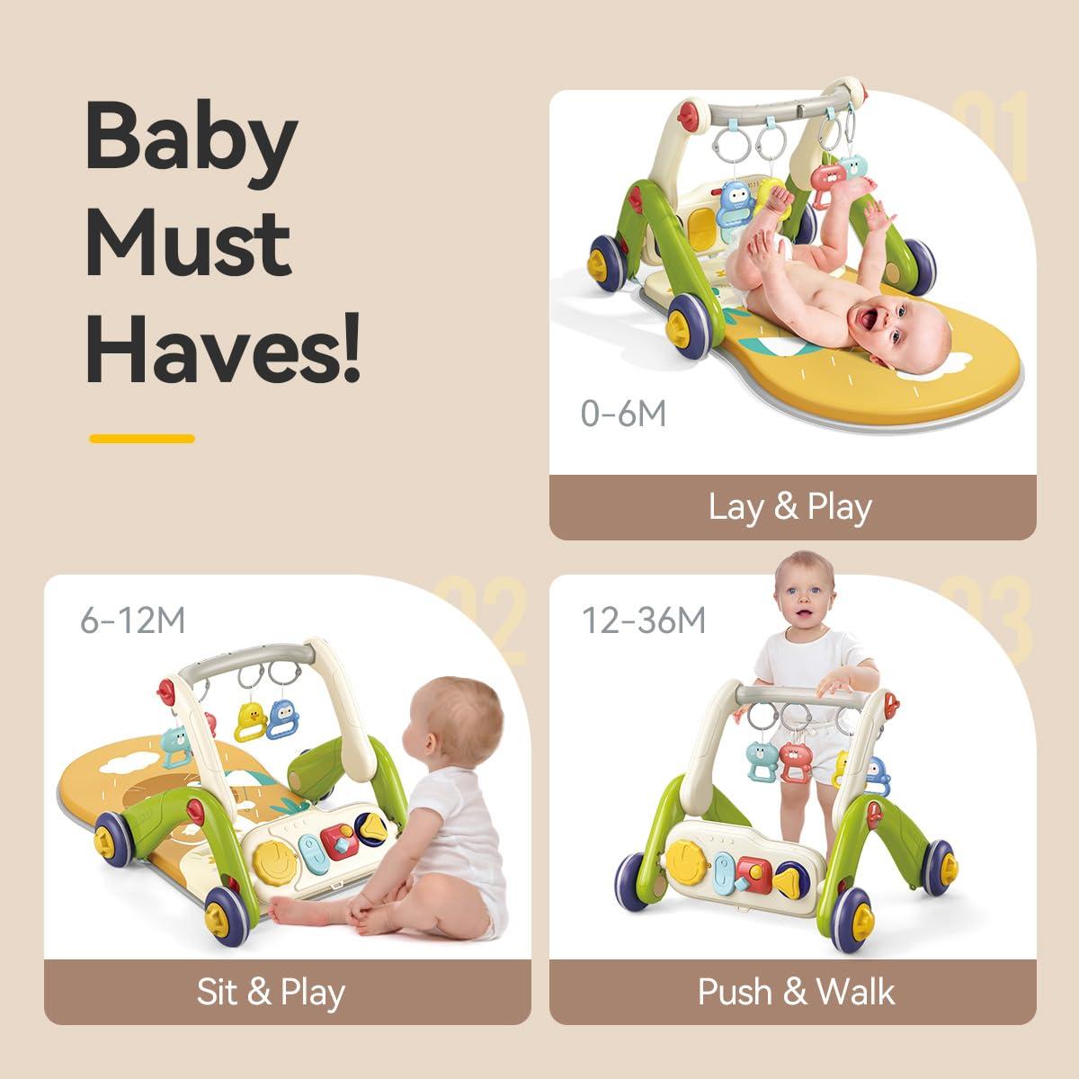 Gimnasio de Juego 4 en 1 para Bebés - Alfombra Musical y Caminador