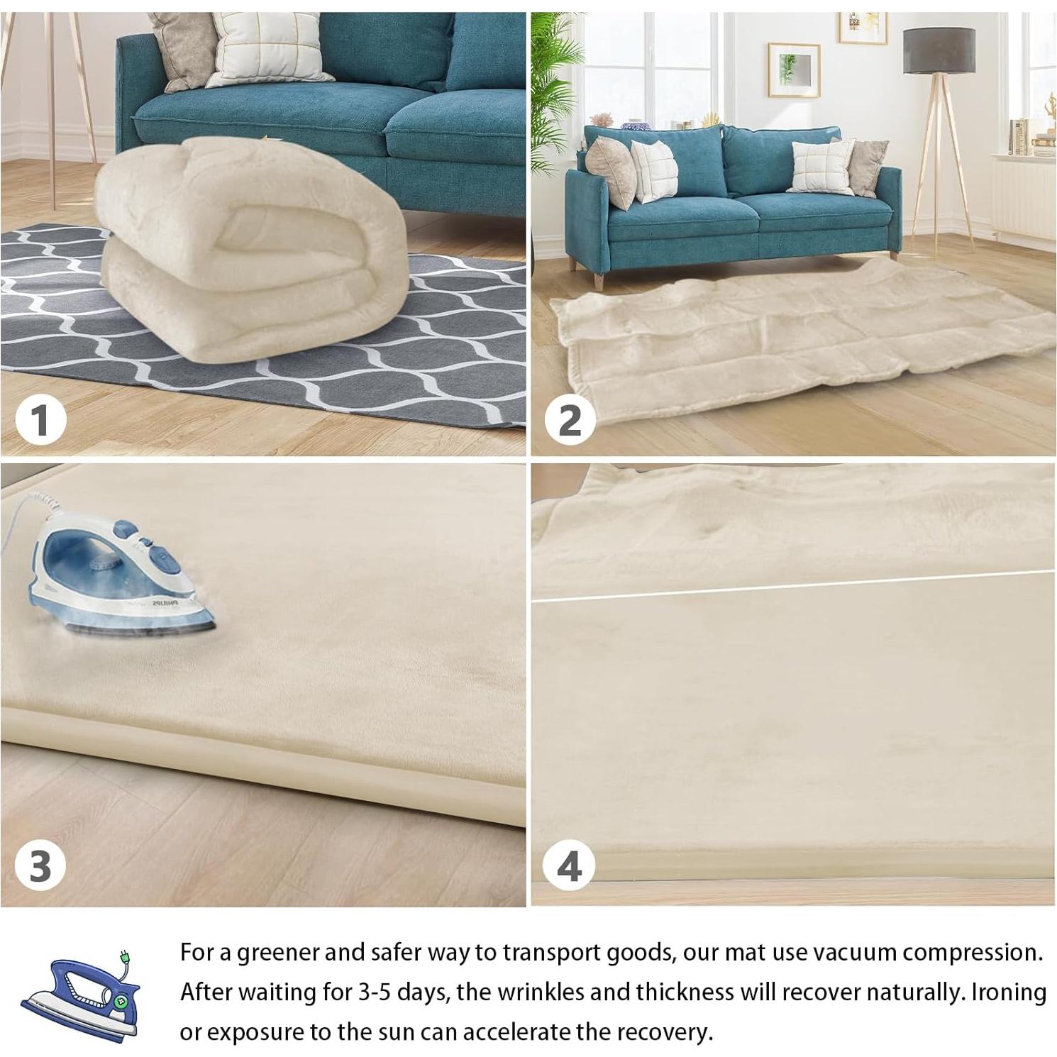 Alfombra de Juego Beige 1.50m x 1.00m Espuma de Memoria