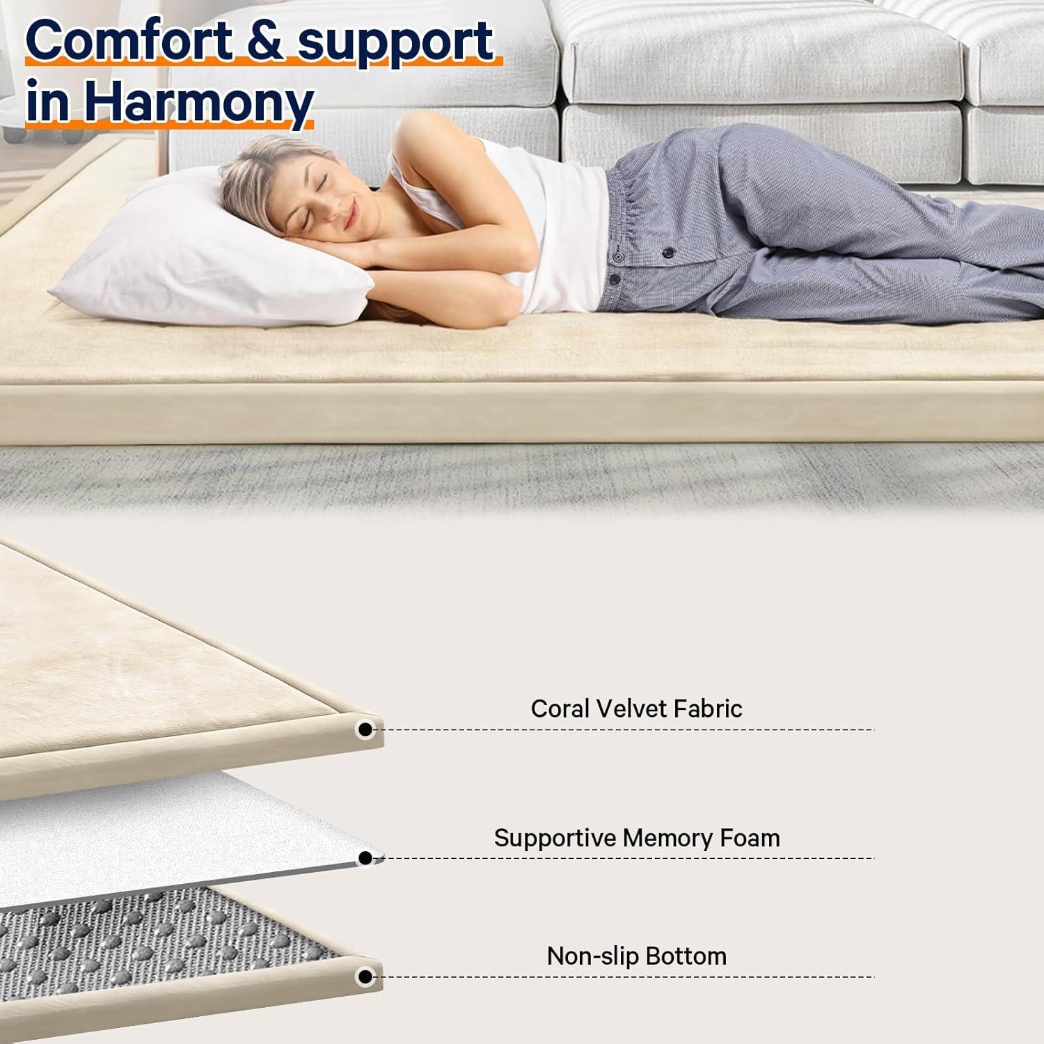 Alfombra de Juego Beige 1.50m x 1.00m Espuma de Memoria