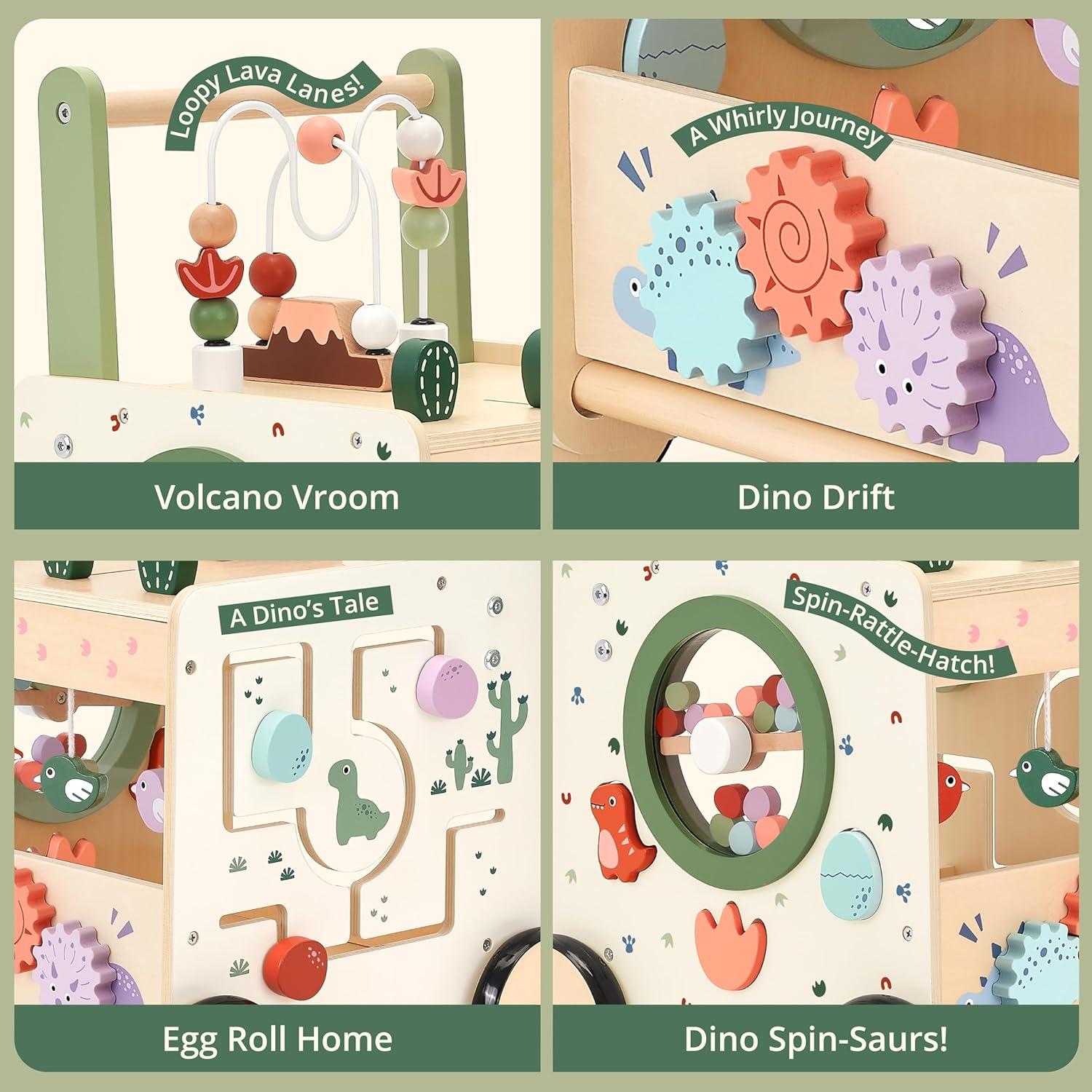 Andador de Bebé Dinosaurio KizKnows 6 en 1 con Freno y Clasificador