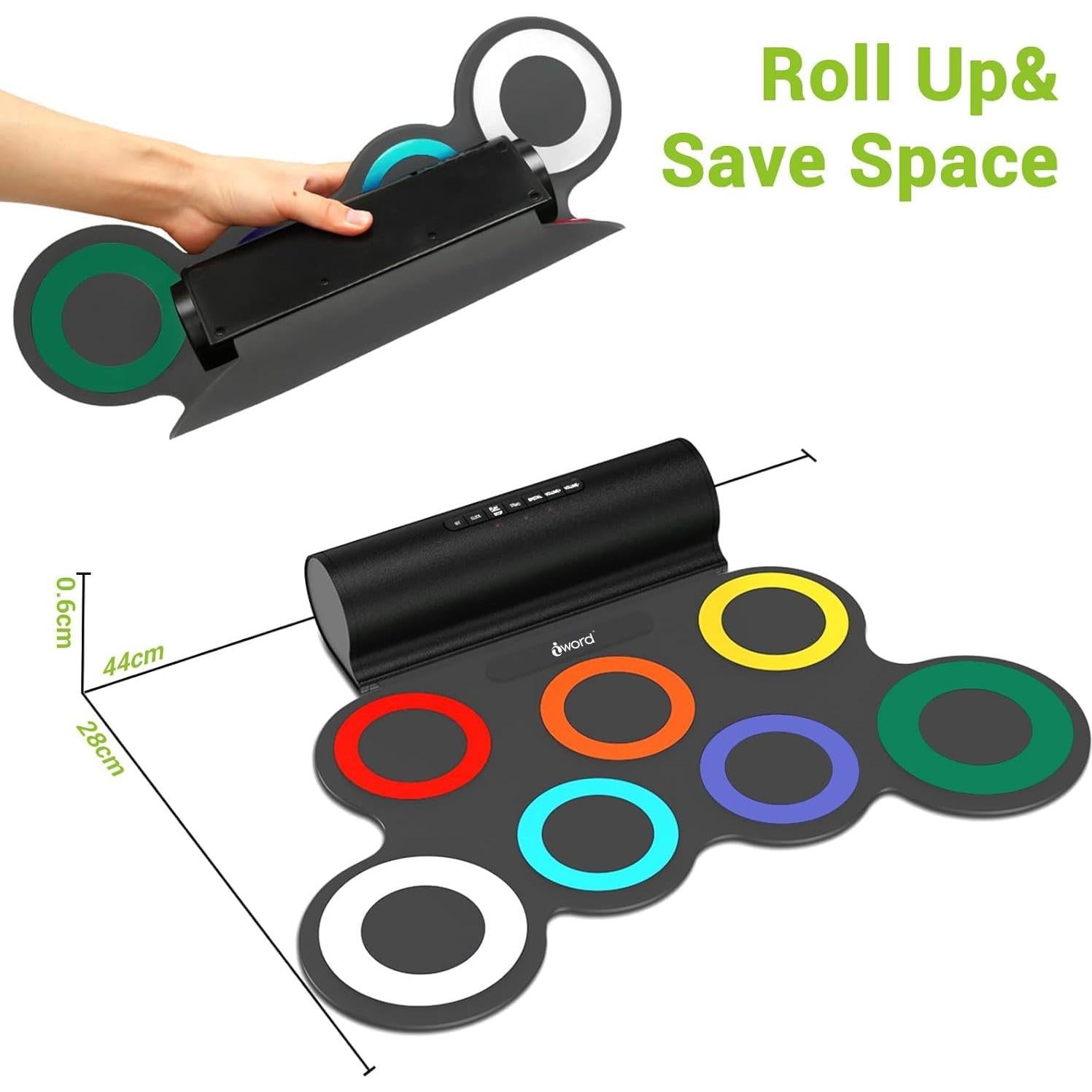 Set de Batería Electrónica IWORD Plegable 7 Pads 10 Horas