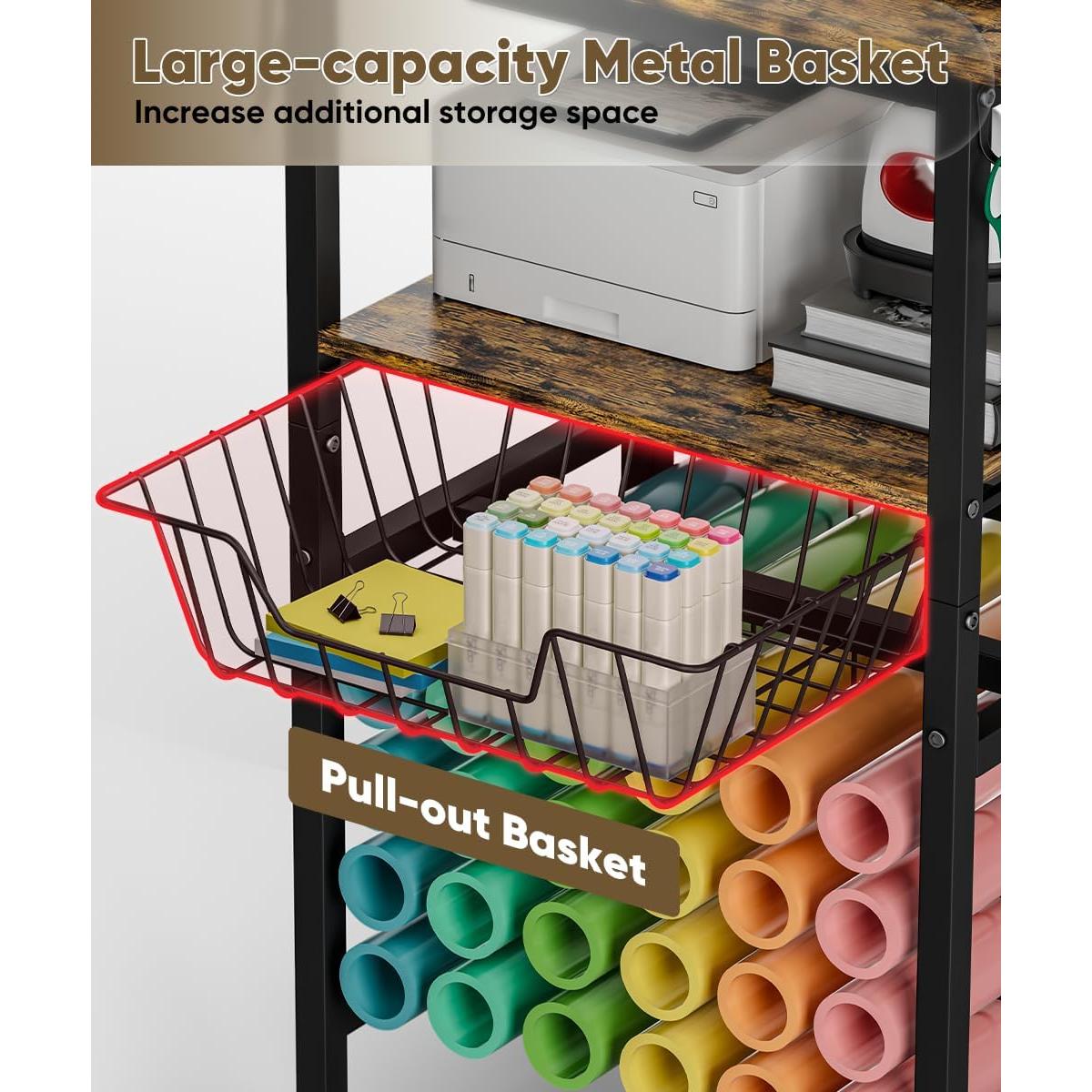 Carro de Manualidades Queension Negro con Ruedas y 24 Soportes