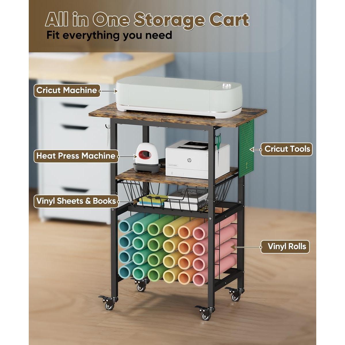 Carro de Manualidades Queension Negro con Ruedas y 24 Soportes