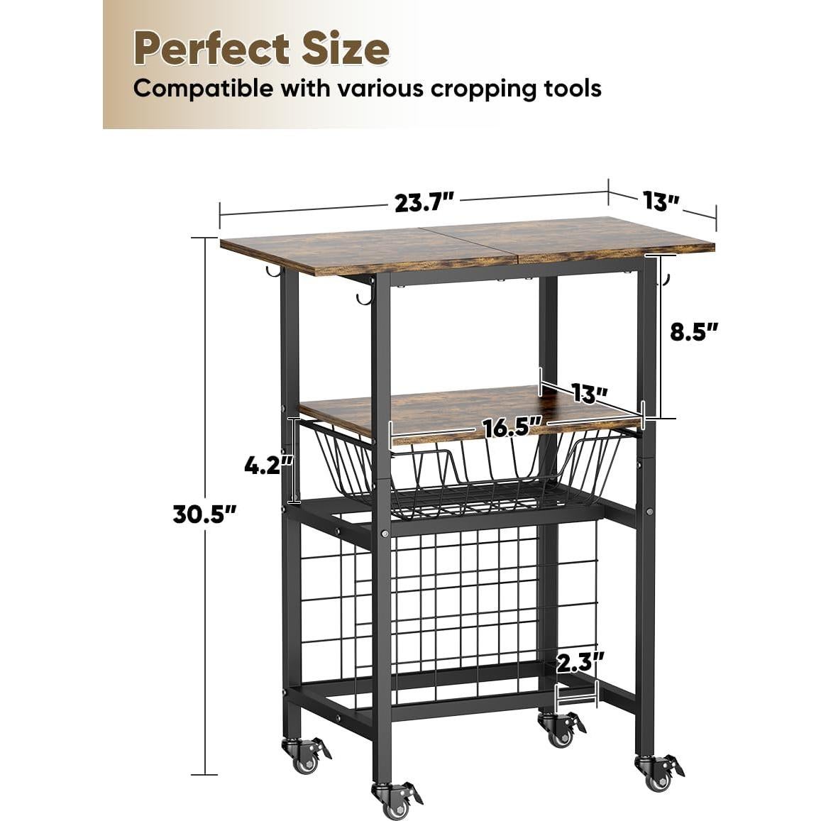 Carro de Manualidades Queension Negro con Ruedas y 24 Soportes