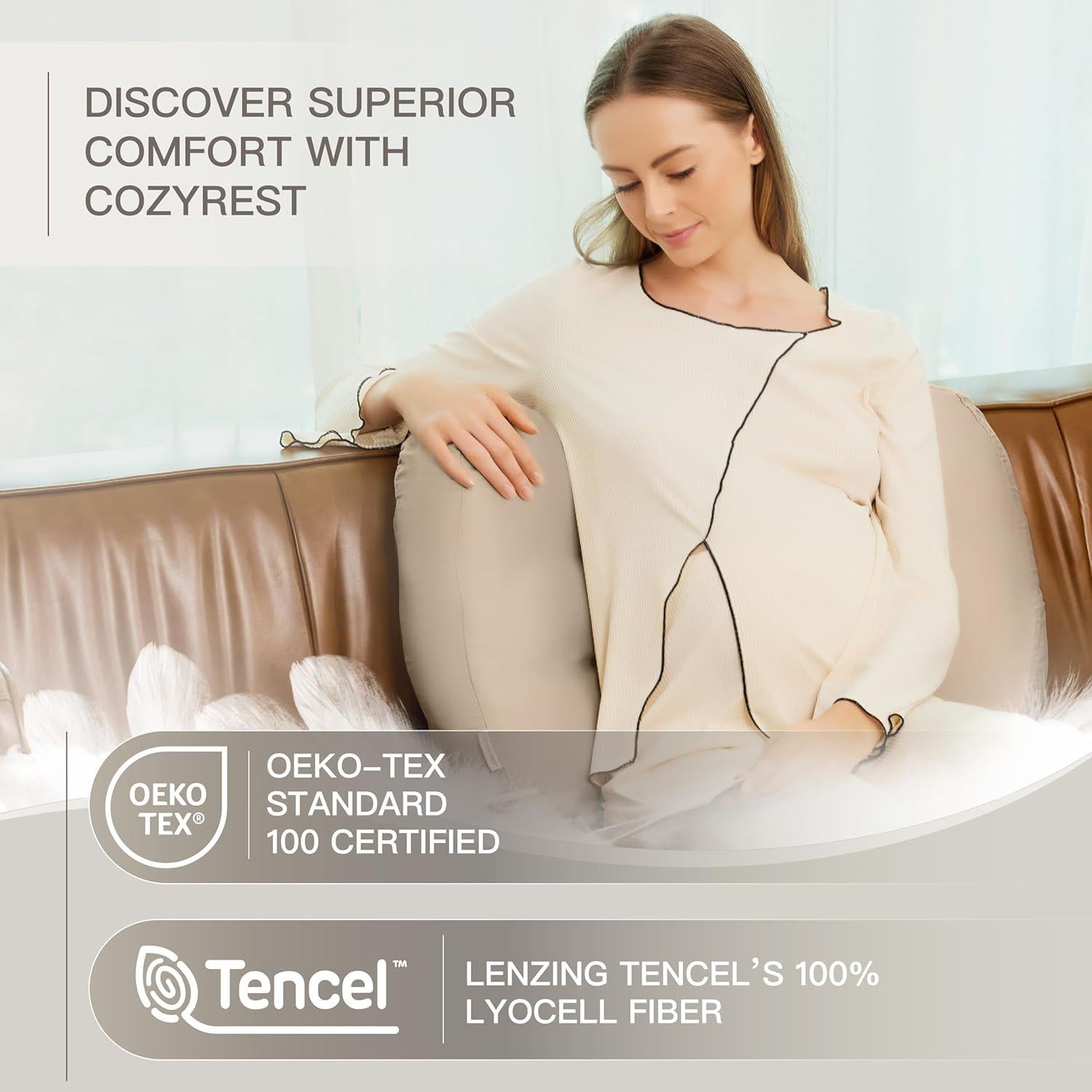 Almohada de Embarazo COZYREST Ajustable TENCEL Refrigerante