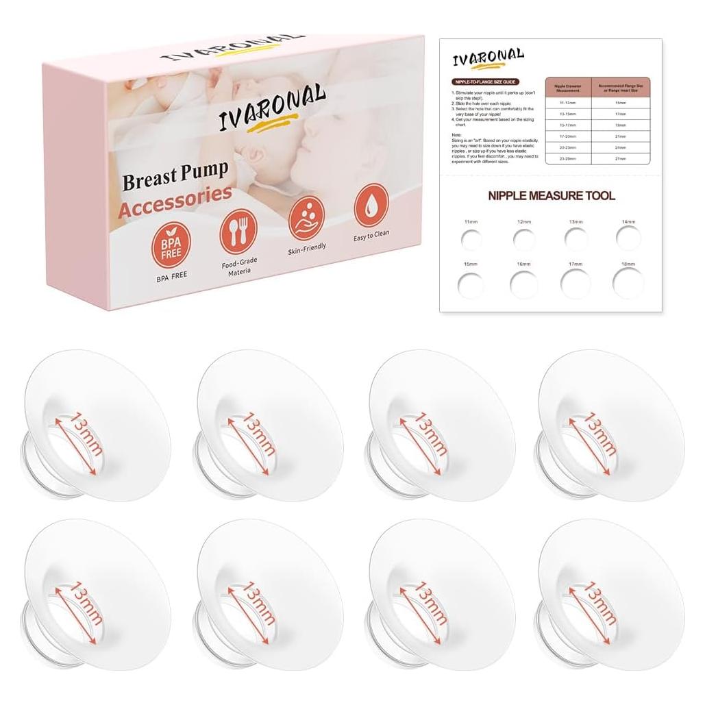 8 Inserto de Brida 13mm IVARONAL para Extractores de Leche