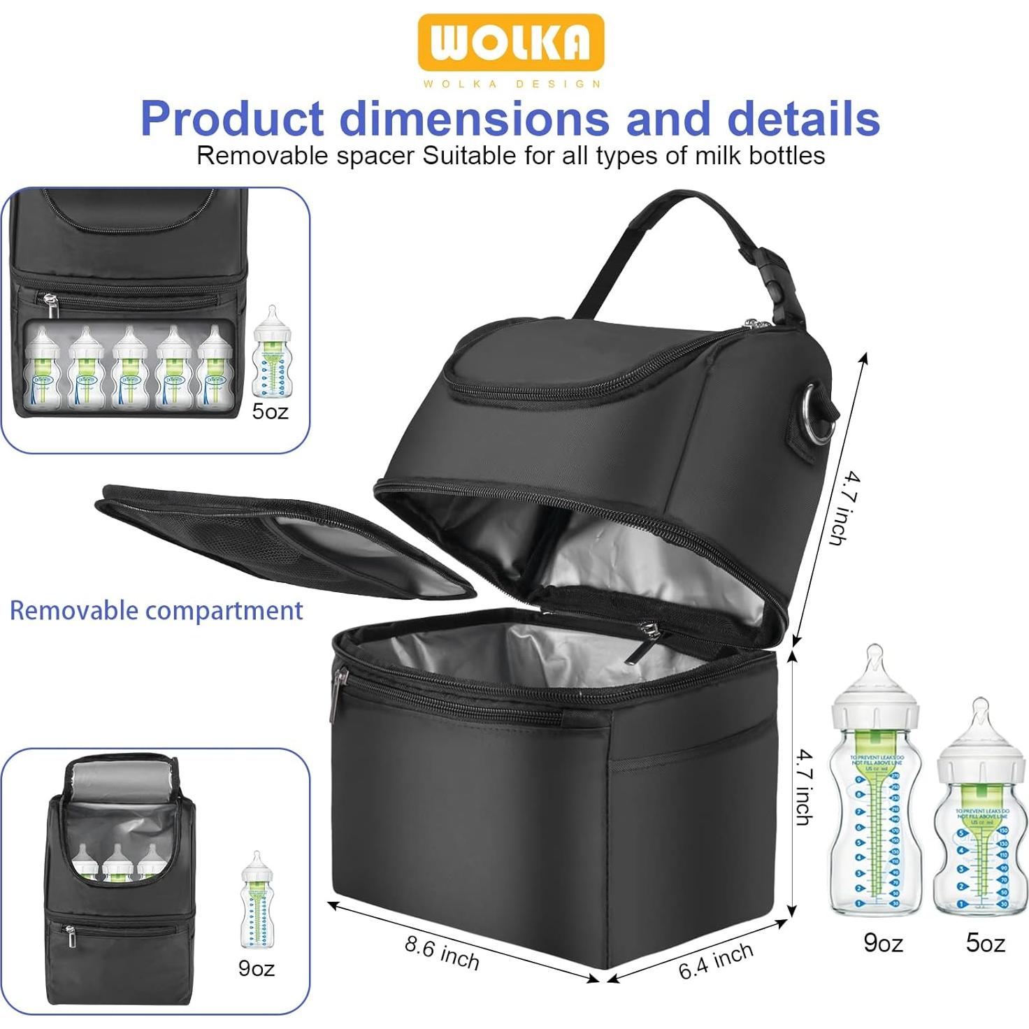 Bolsa Térmica para Leche Materna Wolka - Doble Compartimento 8.3L