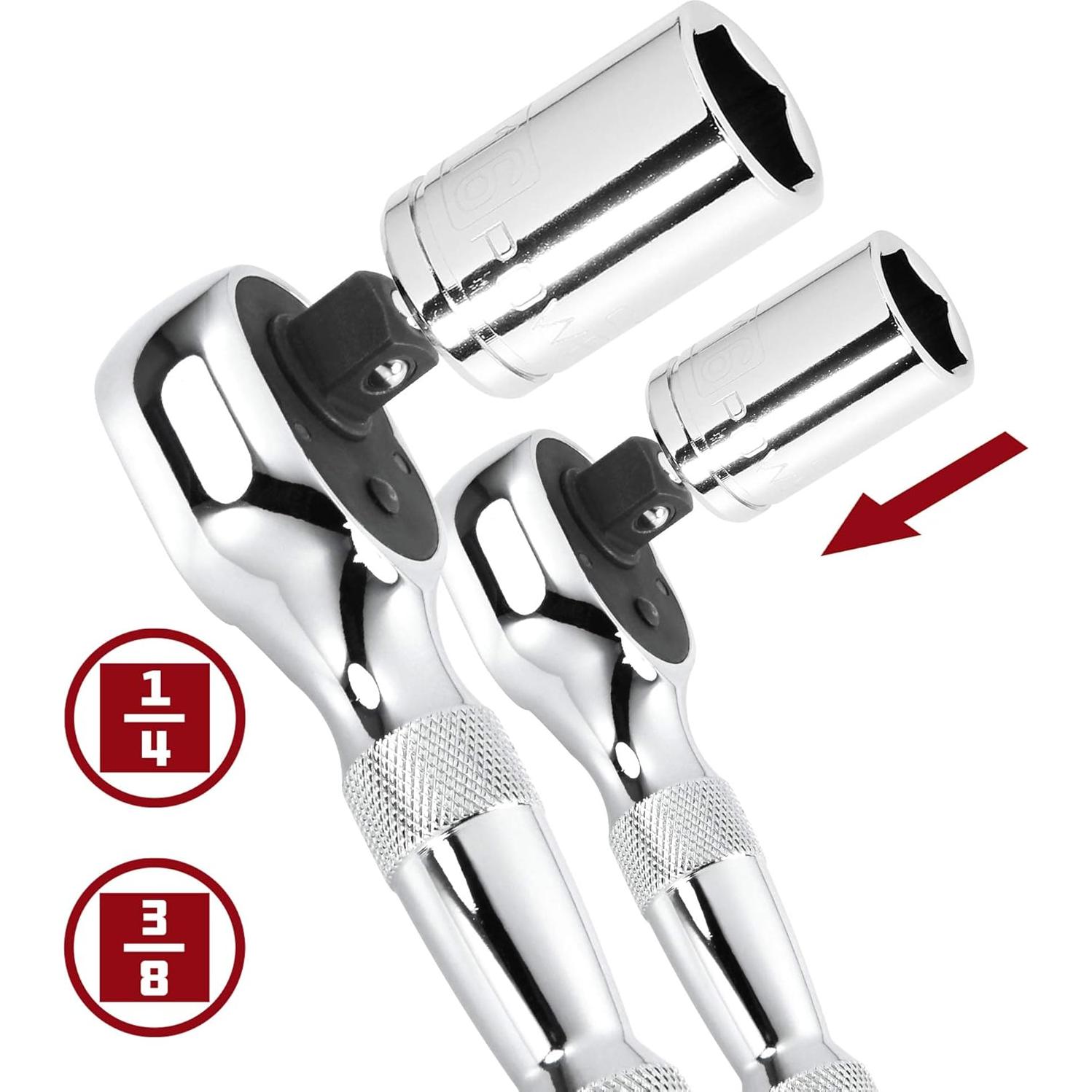 Juego de llaves de trinquete Powerbuilt 640927 2 piezas 10,80 cm