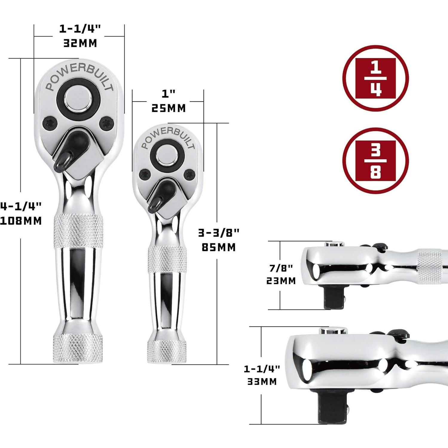 Juego de llaves de trinquete Powerbuilt 640927 2 piezas 10,80 cm