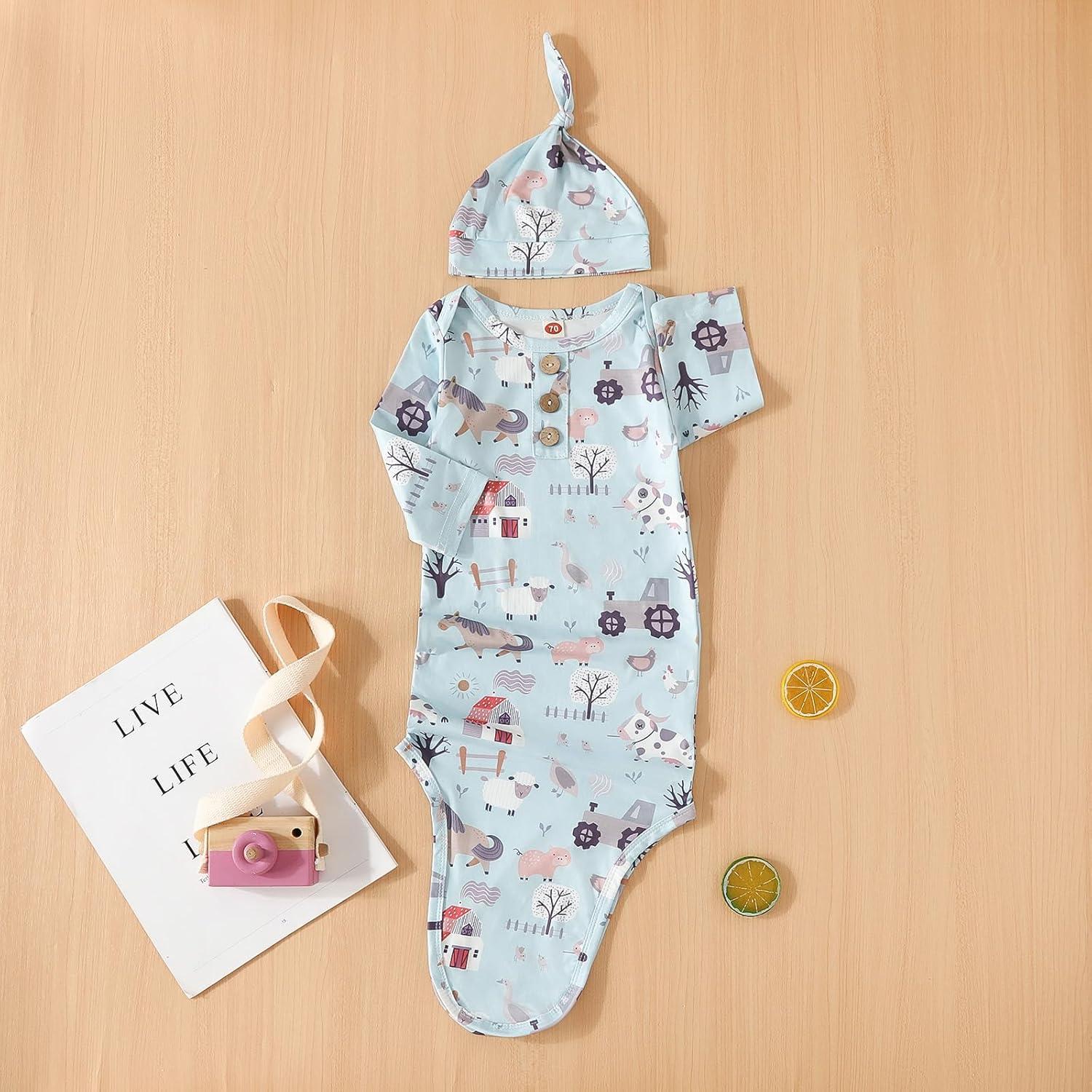 Conjunto de Pijama para Bebé AMAWMW Granja Azul 0-6 Meses