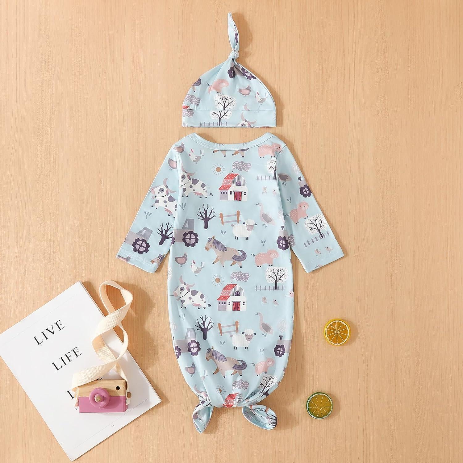 Conjunto de Pijama para Bebé AMAWMW Granja Azul 0-6 Meses