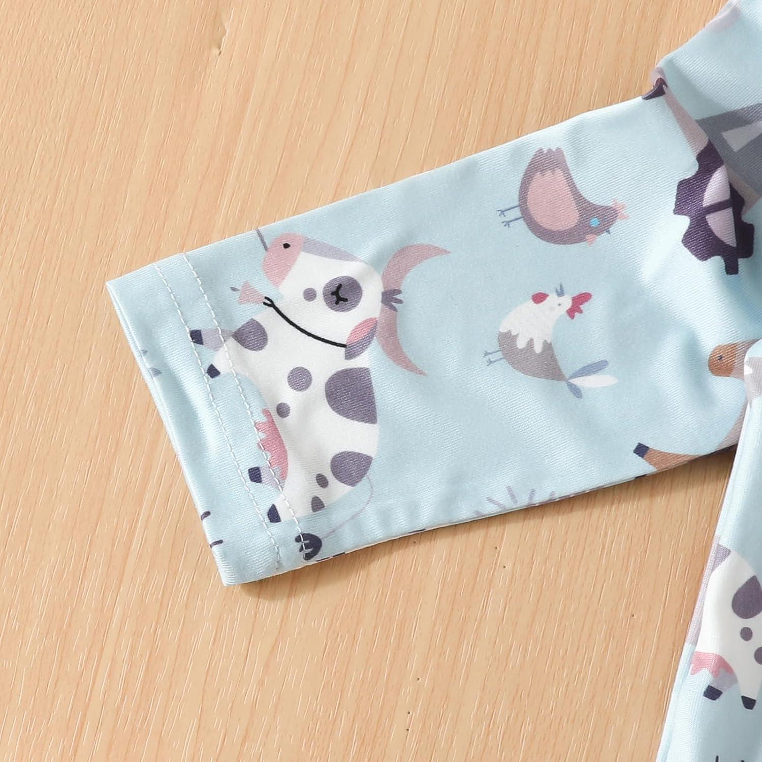 Conjunto de Pijama para Bebé AMAWMW Granja Azul 0-6 Meses