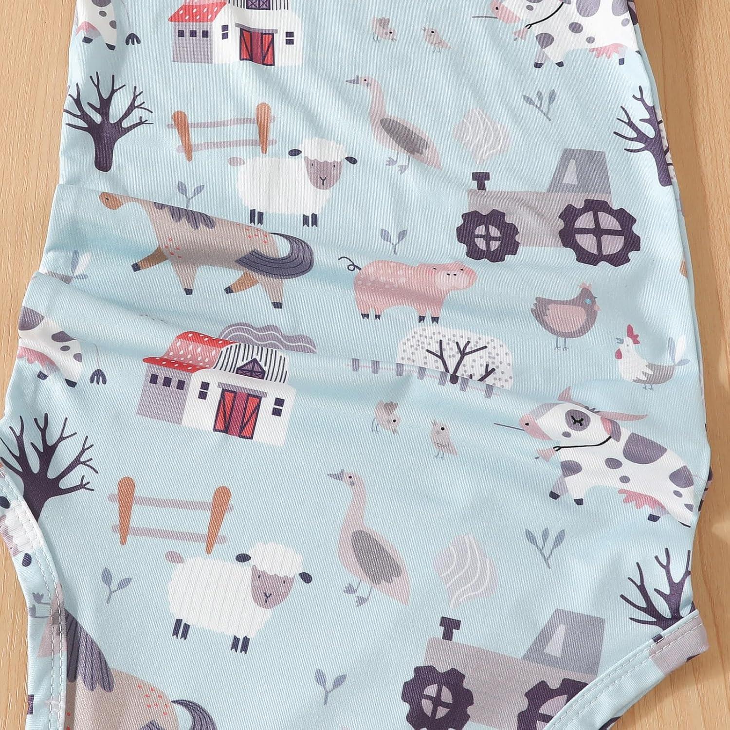 Conjunto de Pijama para Bebé AMAWMW Granja Azul 0-6 Meses