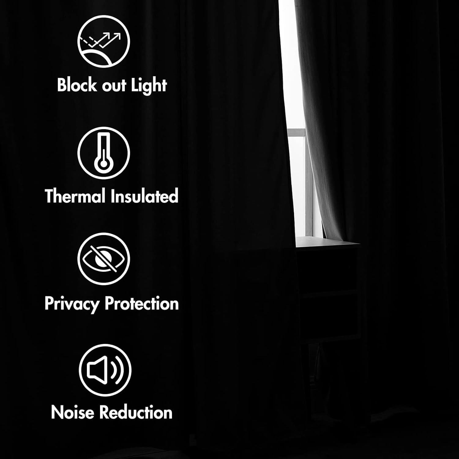 Cortinas de Terciopelo Negro MIULEE 132x160 cm 2 Paneles