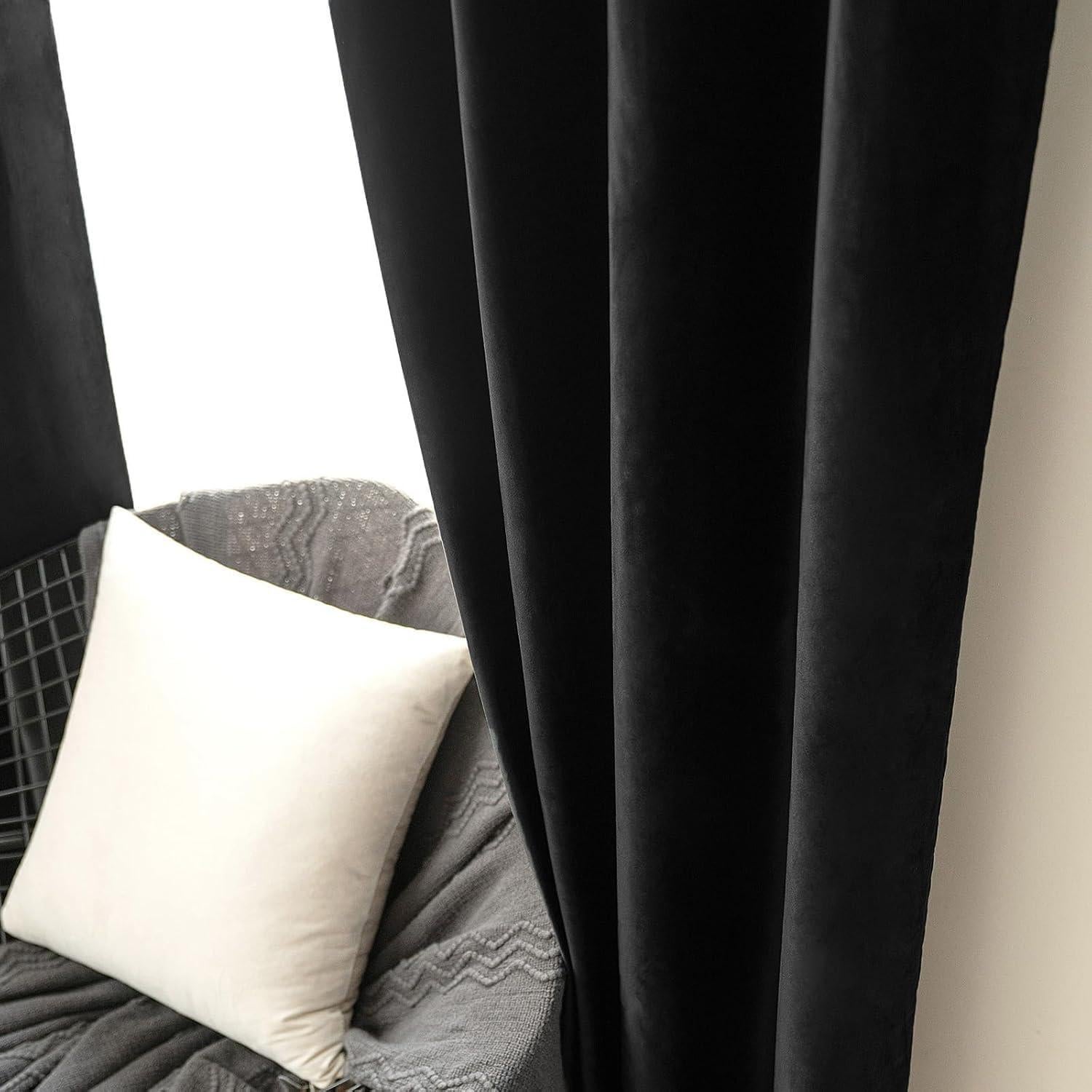 Cortinas de Terciopelo Negro MIULEE 132x160 cm 2 Paneles