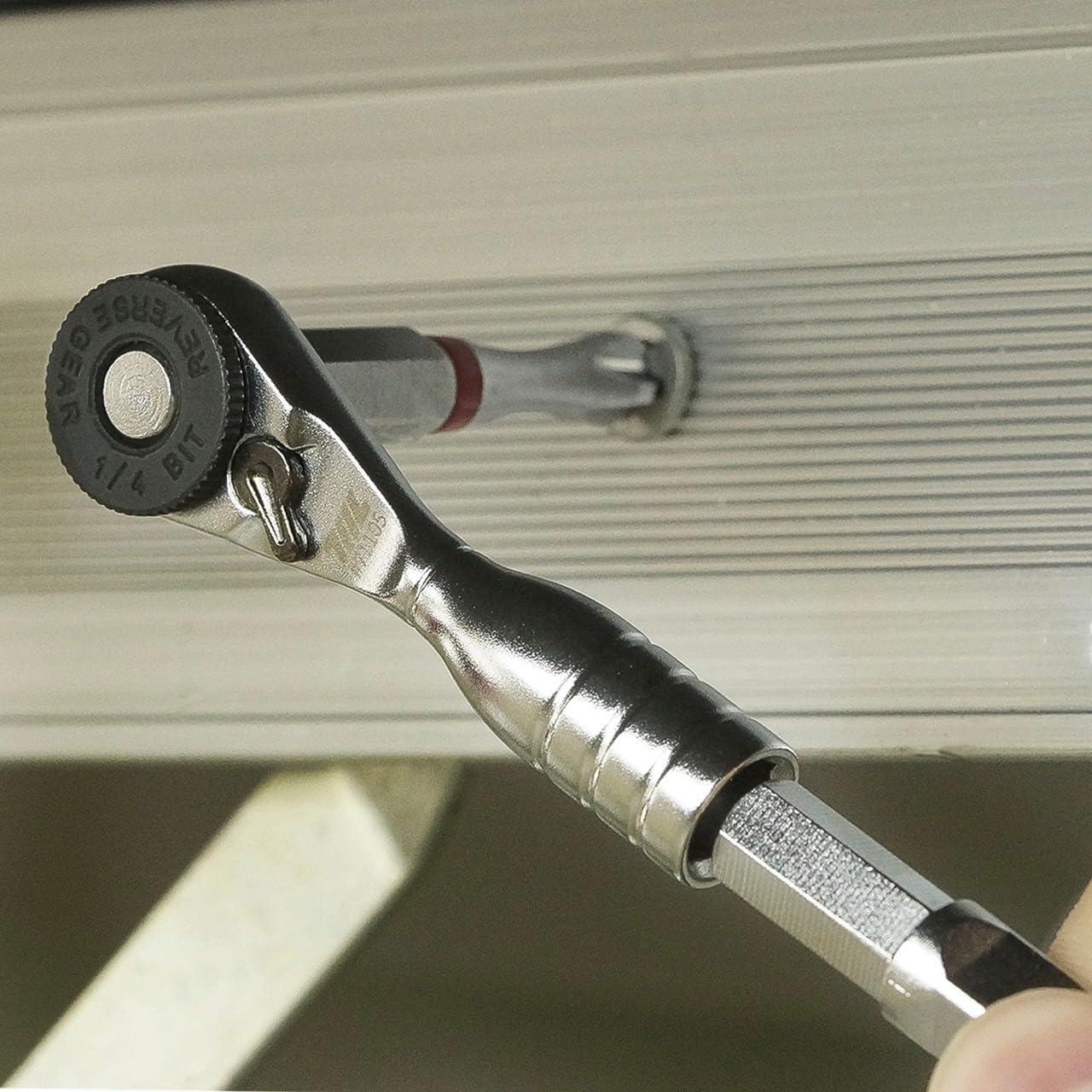 711L Mini Ratchet Wrench - One of the World's Smallest 1/4" EDC Ratchet Wrench For Tight Spaces - Alloy Steel - For Single-ended Hex Bit