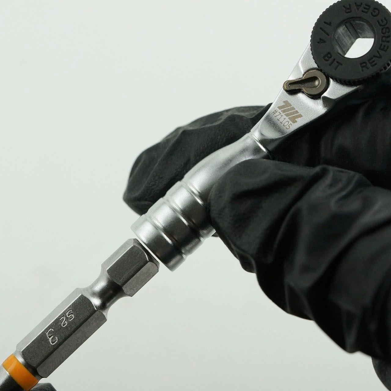 711L Mini Ratchet Wrench - One of the World's Smallest 1/4" EDC Ratchet Wrench For Tight Spaces - Alloy Steel - For Single-ended Hex Bit