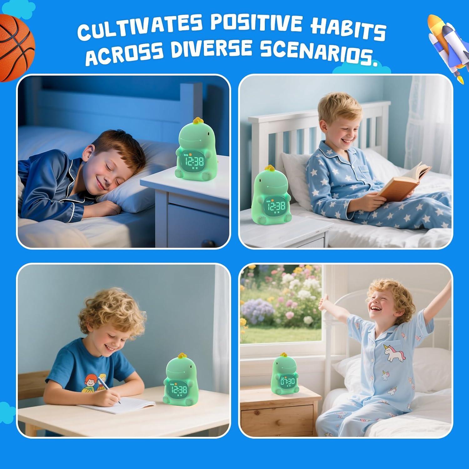 Reloj Despertador Infantil TCJJ Dinosaurios con Luz y Sonido