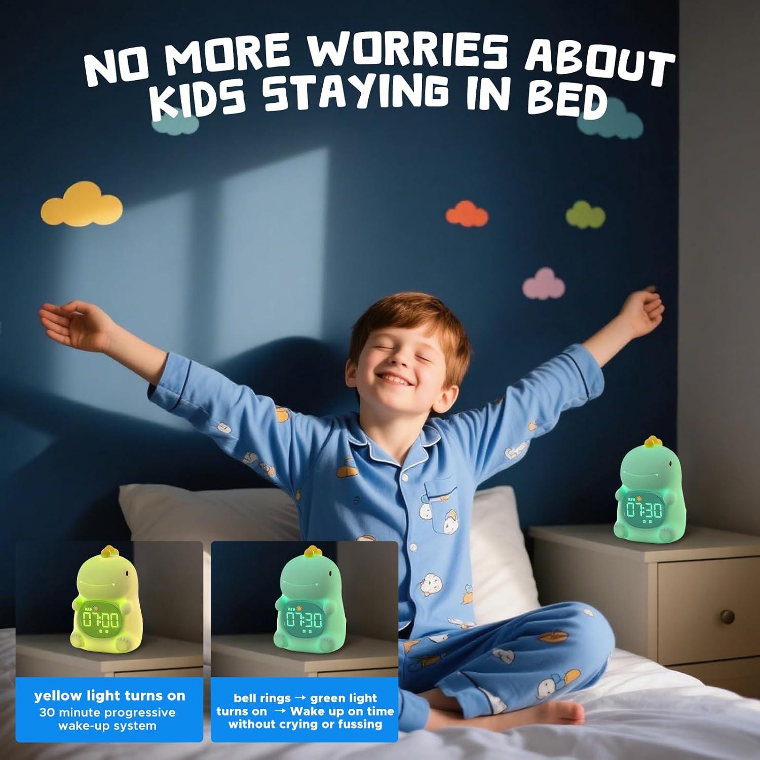 Reloj Despertador Infantil TCJJ Dinosaurios con Luz y Sonido