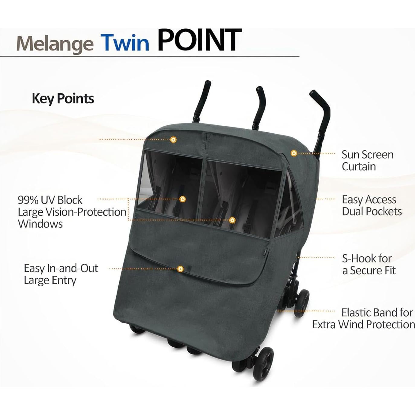 Cubierta para Cochecito Gemelar Manito Melange Twin - Repelente Agua