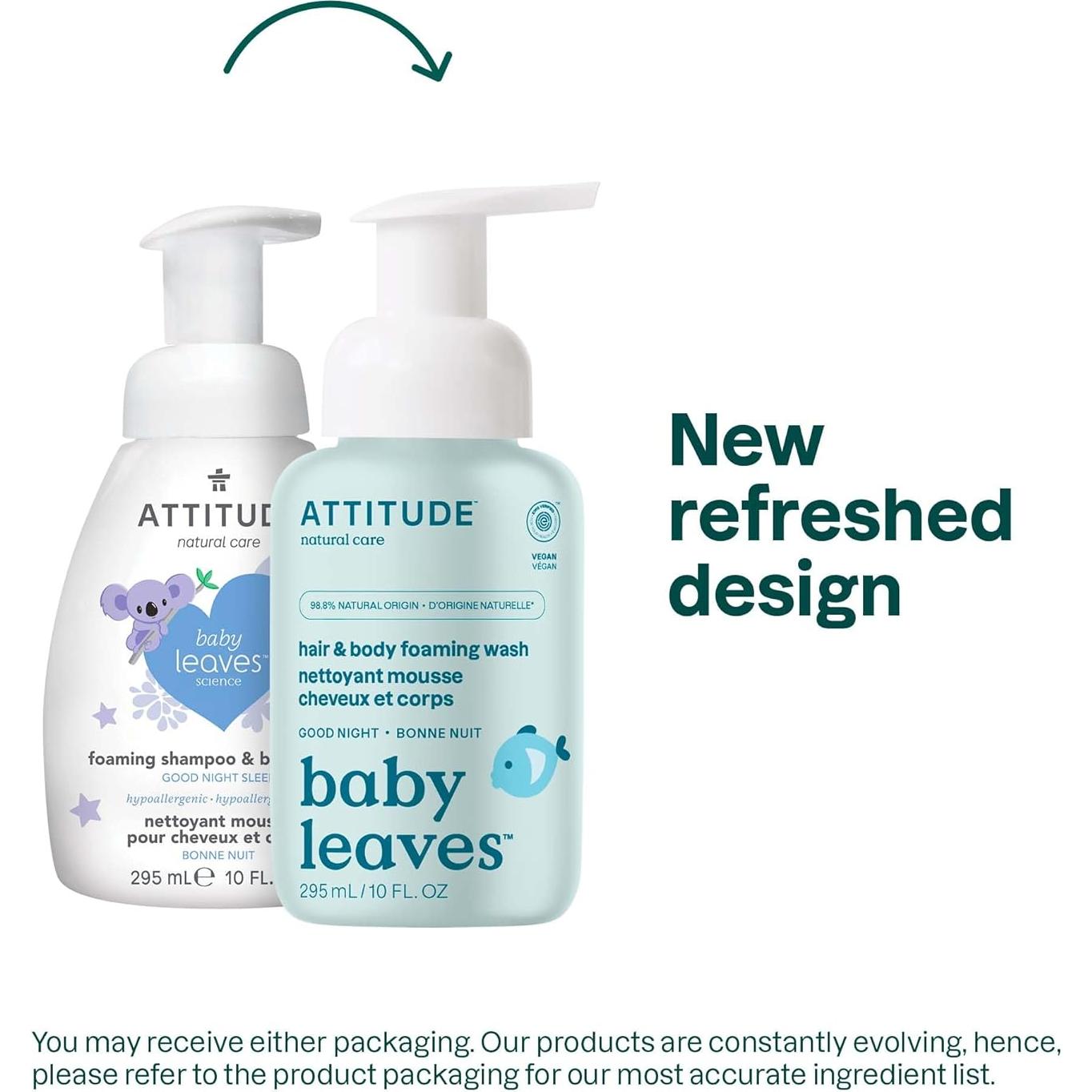 Jabón Espumoso 2-en-1 ATTITUDE para Bebés 295 ml - Buenas Noches