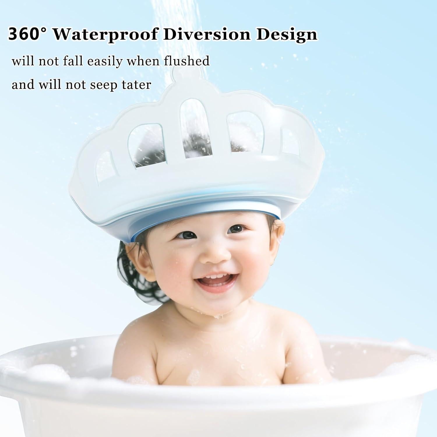 Gorro de Ducha Ajustable para Bebé Snowrose - Azul