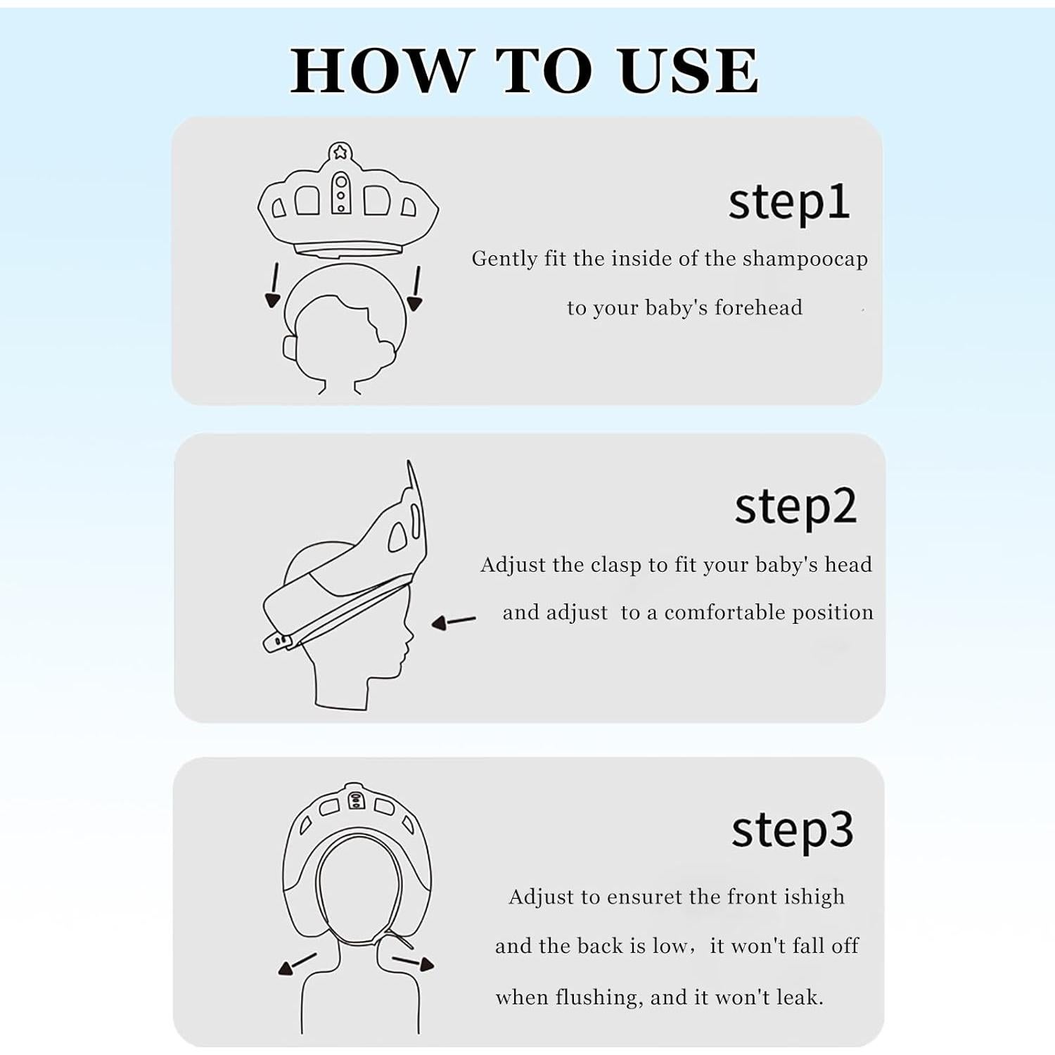 Gorro de Ducha Ajustable para Bebé Snowrose - Azul