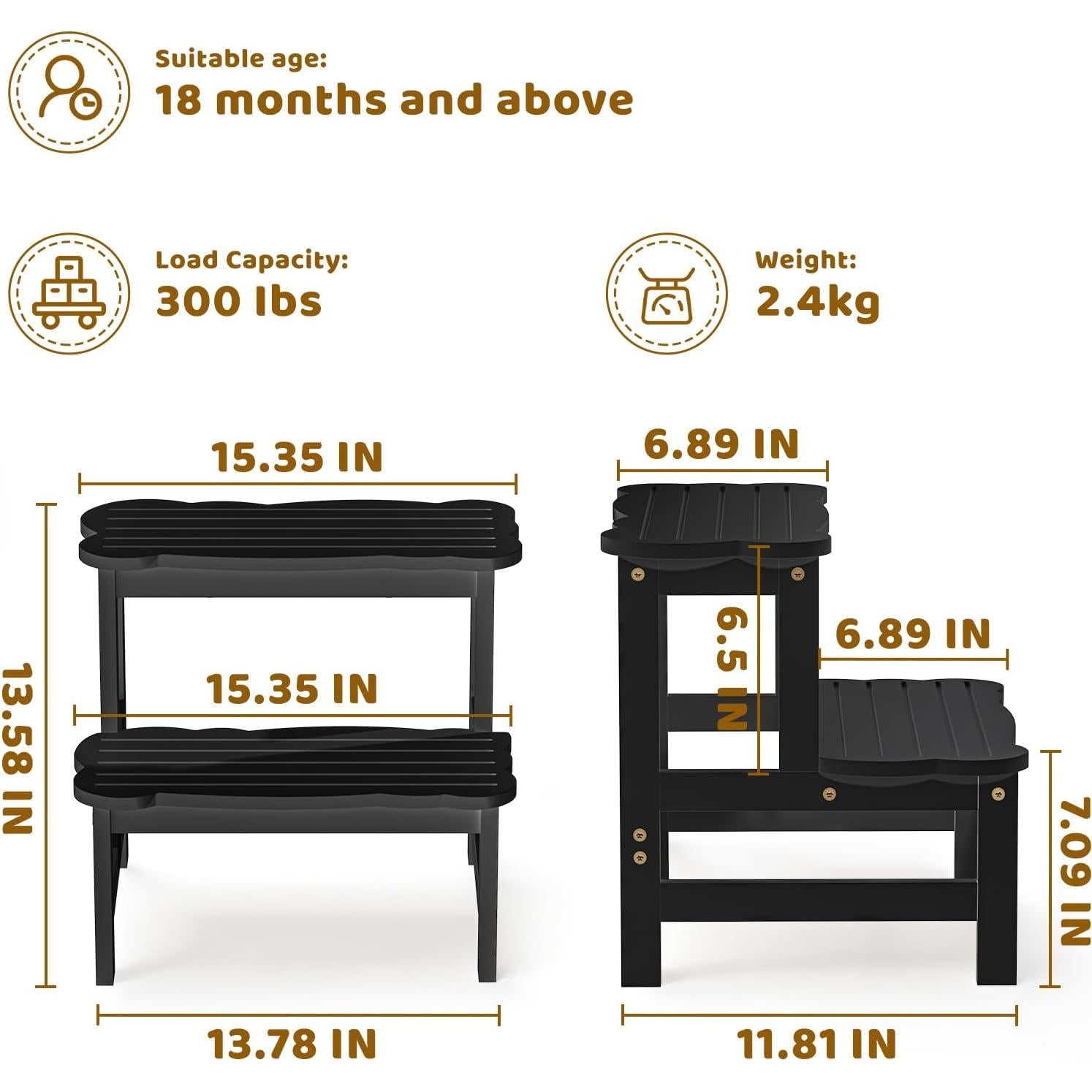 Escalera de Dos Pasos COSYLAND para Niños - Bambú Antideslizante