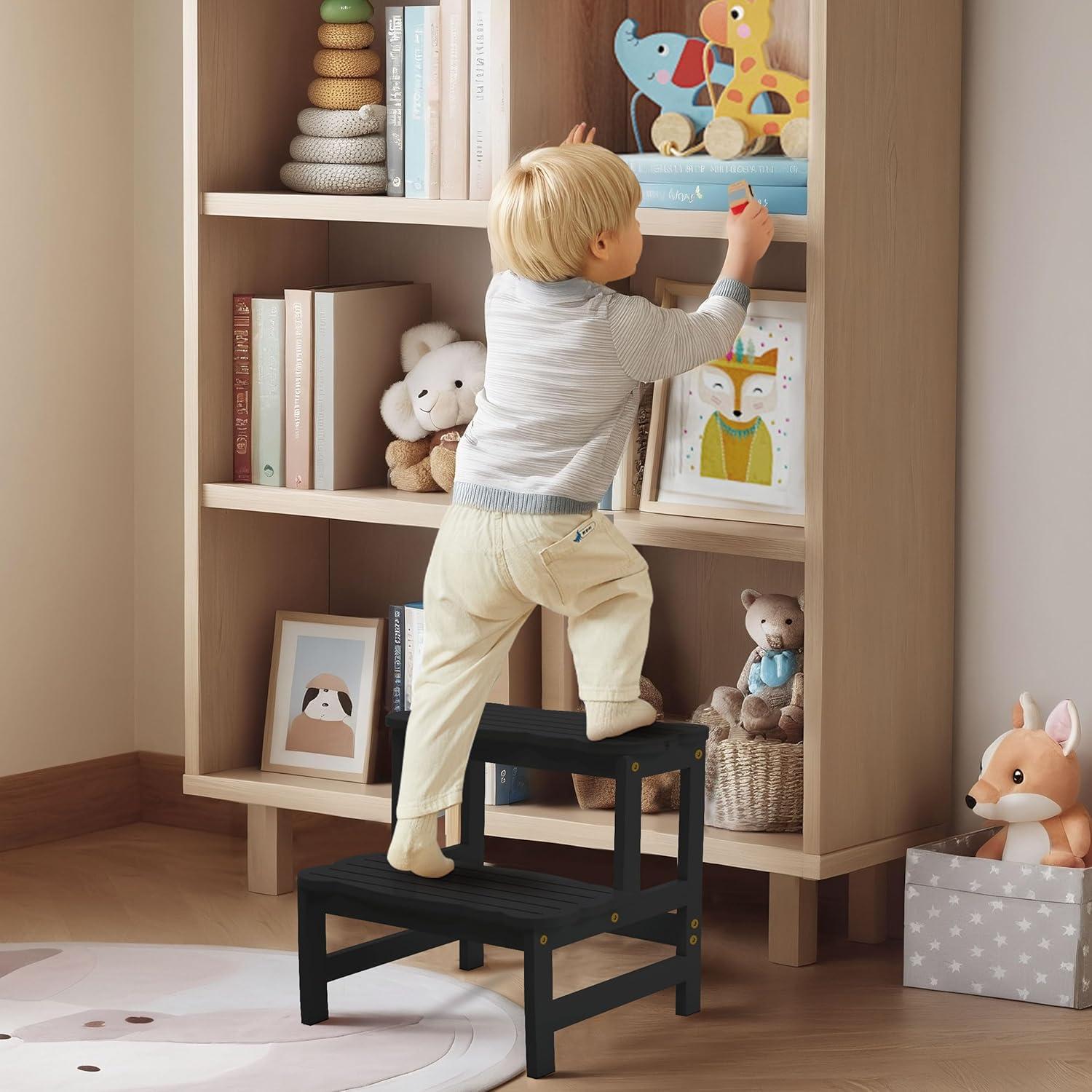 Escalera de Dos Pasos COSYLAND para Niños - Bambú Antideslizante