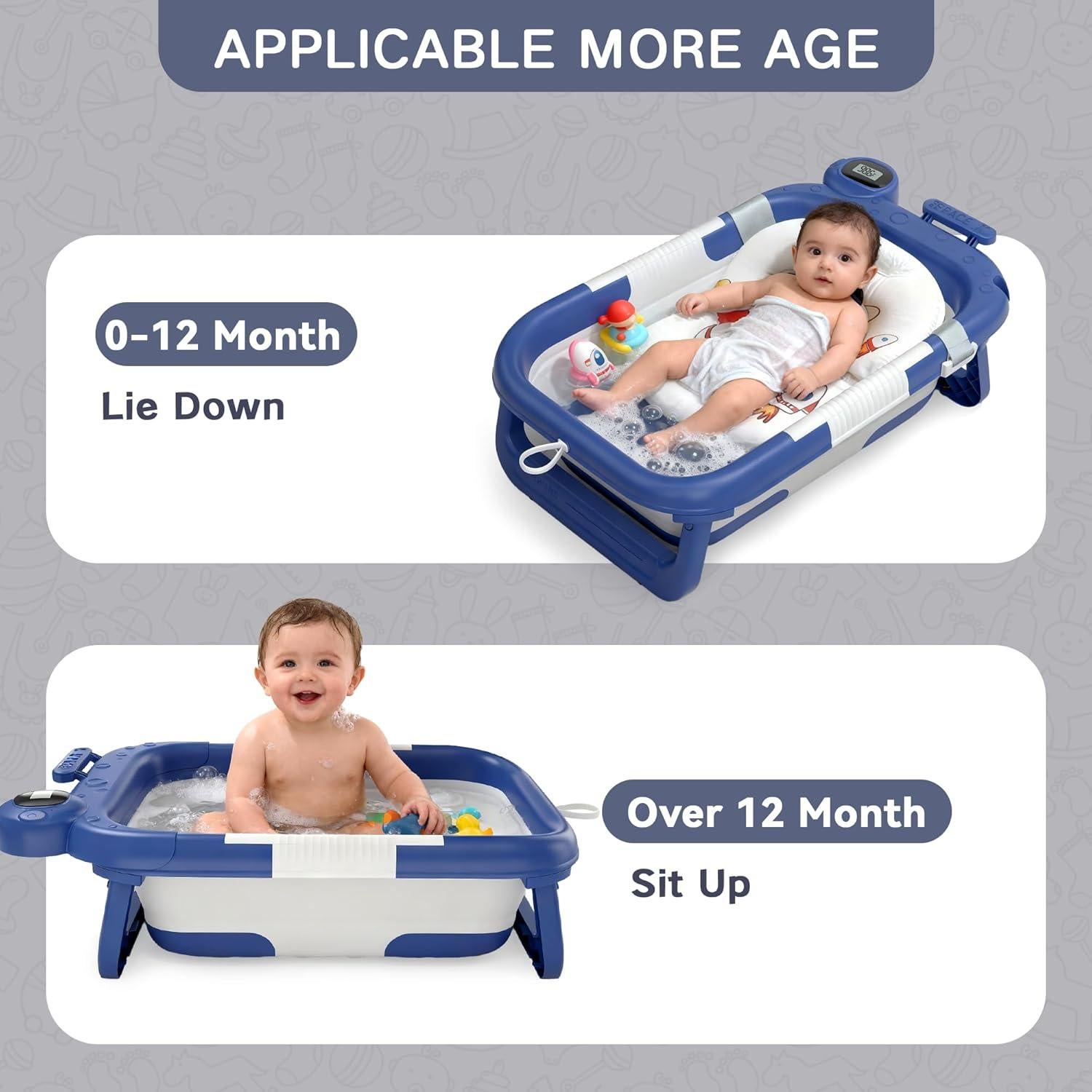 Bañera Plegable para Bebés LAUJIA Azul Astronauta