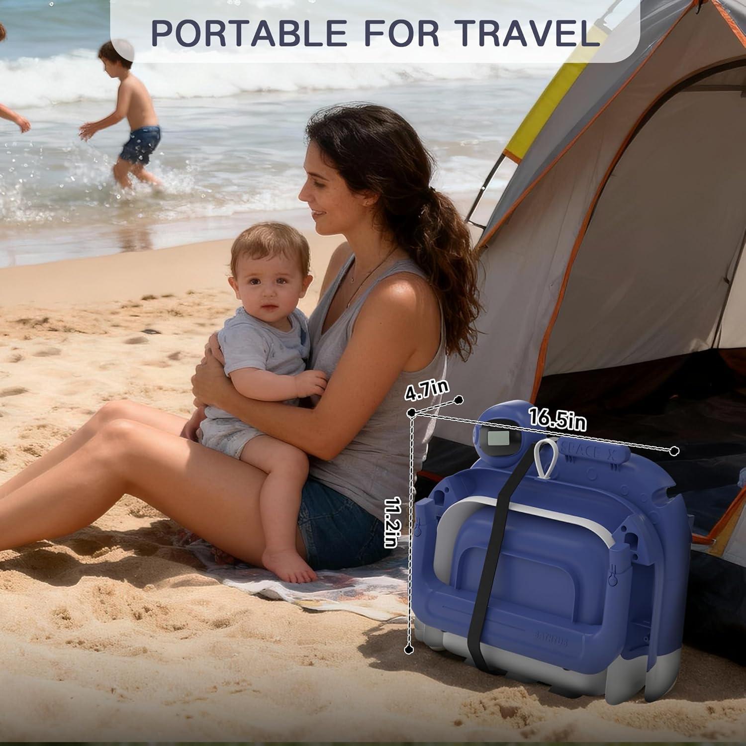 Bañera Plegable para Bebés LAUJIA Azul Astronauta