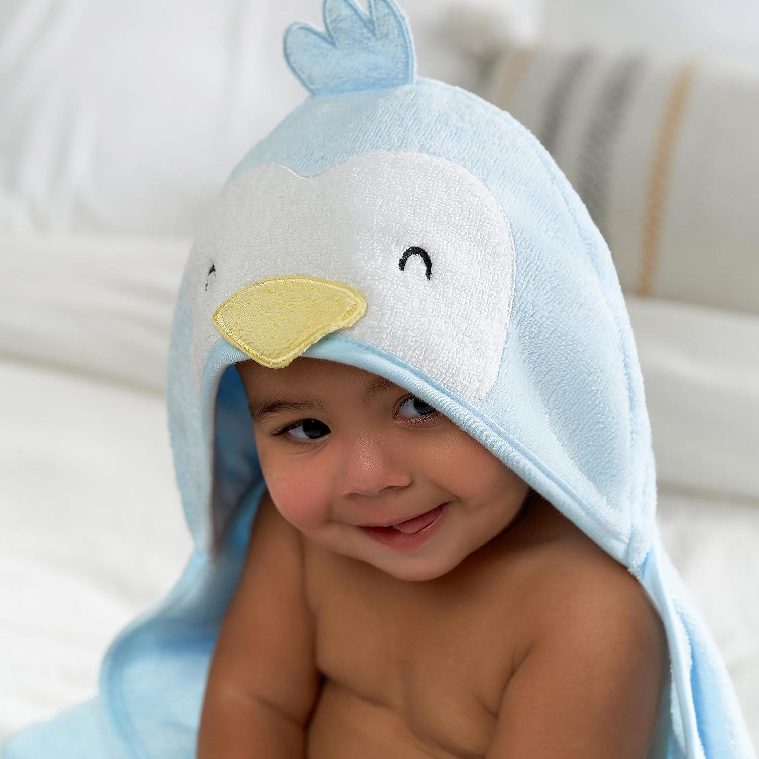 Conjunto de Toalla con Capucha Gerber Pingüino Azul 4 Piezas