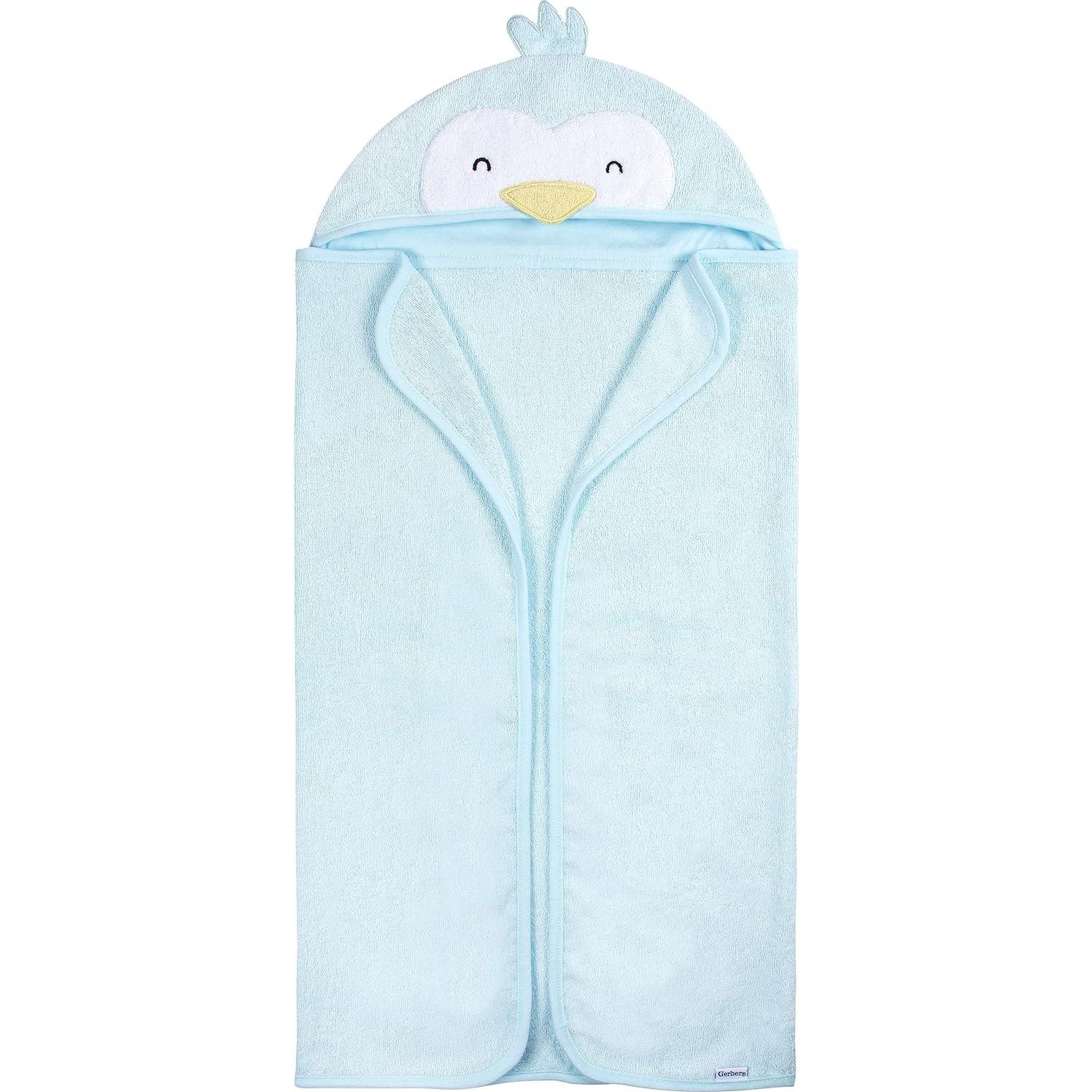 Conjunto de Toalla con Capucha Gerber Pingüino Azul 4 Piezas