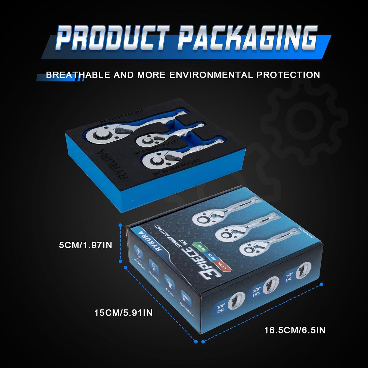 Juego de Llaves de Carraca Ryrura 1/4" 3/8" 1/2" Mini