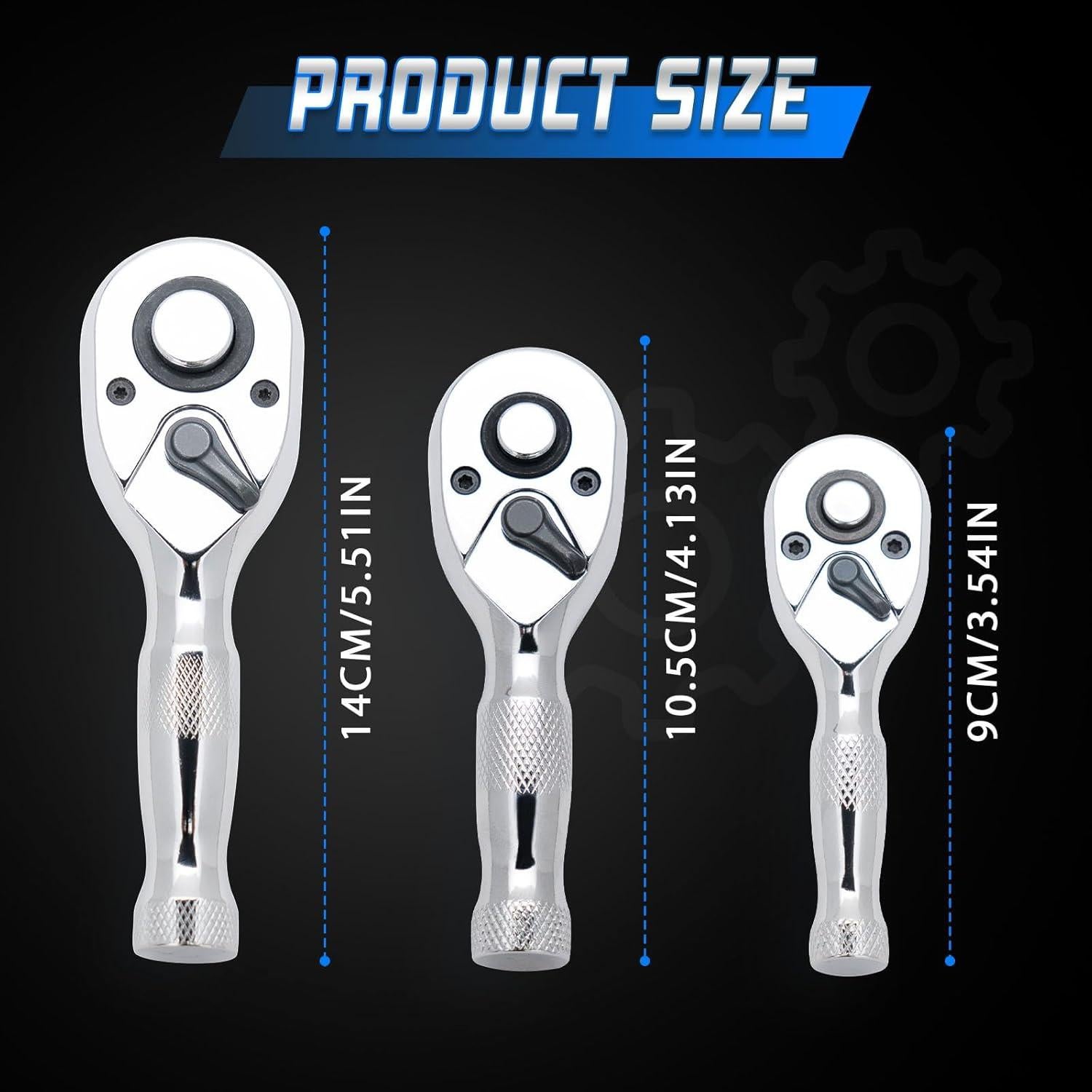 Juego de Llaves de Carraca Ryrura 1/4" 3/8" 1/2" Mini