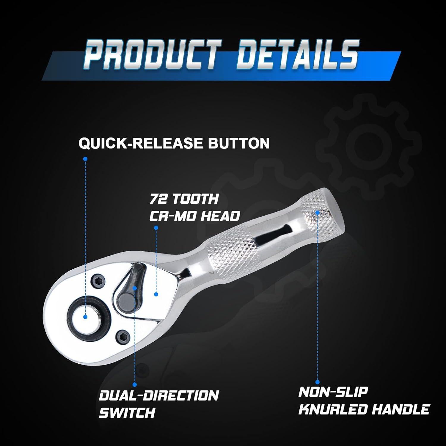 Juego de Llaves de Carraca Ryrura 1/4" 3/8" 1/2" Mini