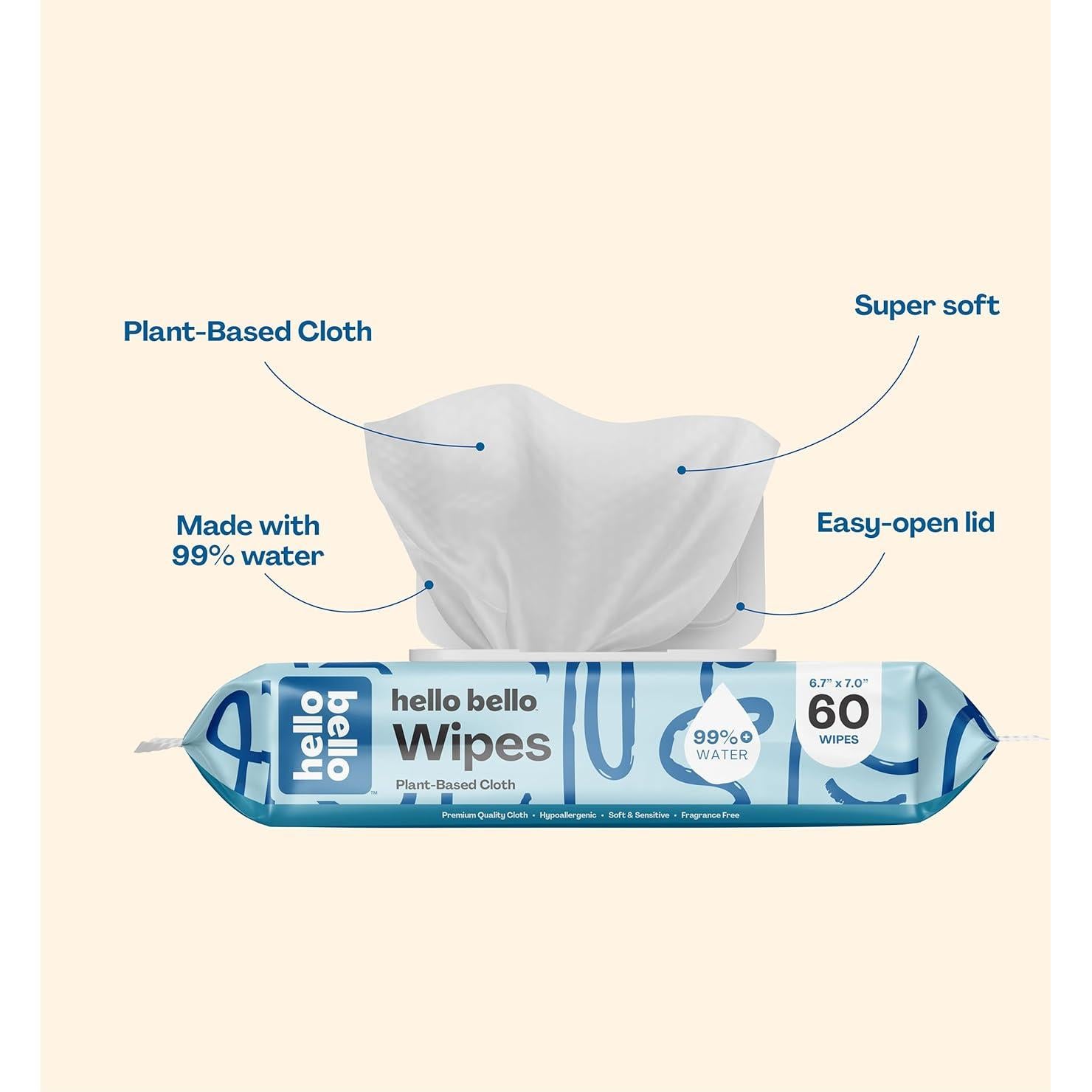 Toallitas Húmedas Sin Fragancia Hello Bello 540 Unidades