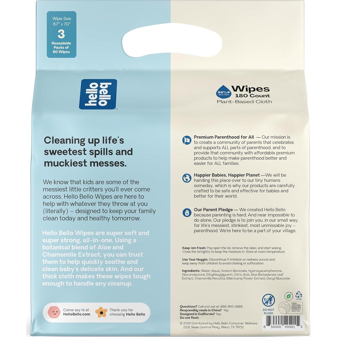 Toallitas Húmedas Sin Fragancia Hello Bello 540 Unidades