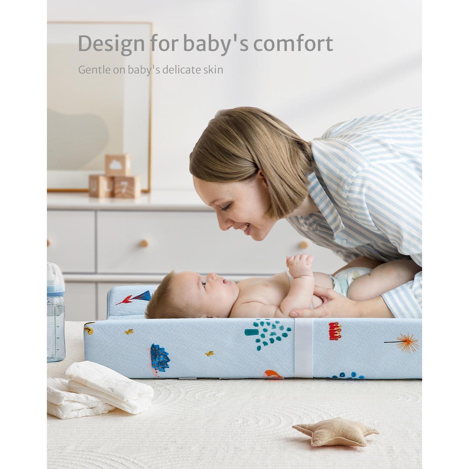 Almohadilla para Cambiar Bebés Blissful Azul Impermeable 79.4x40.6cm