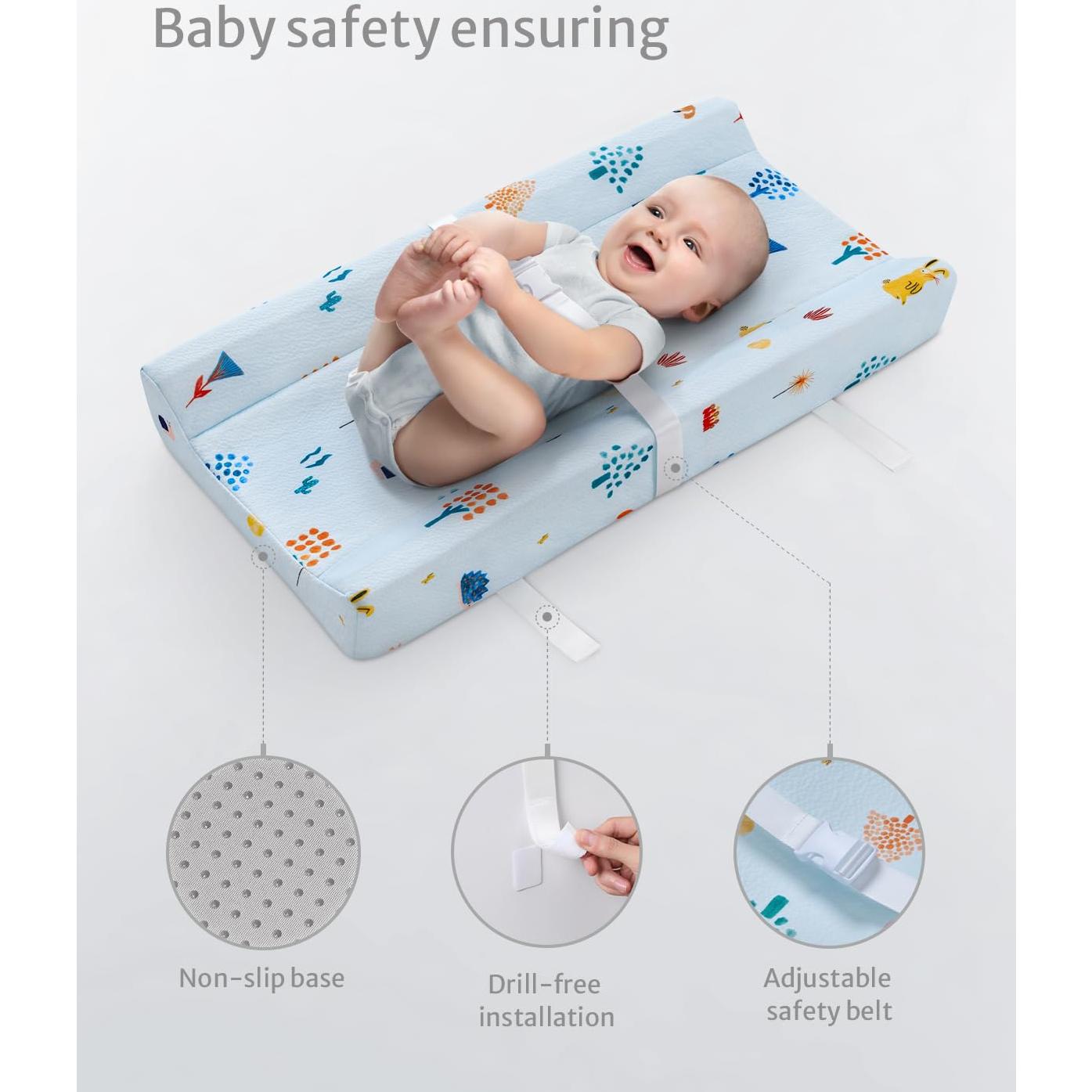 Almohadilla para Cambiar Bebés Blissful Azul Impermeable 79.4x40.6cm