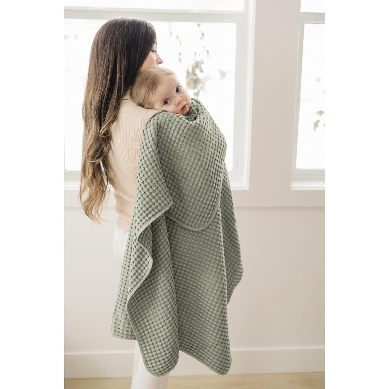 Manta de arrullo Konssy Waffle Verde Amy 104x94 cm