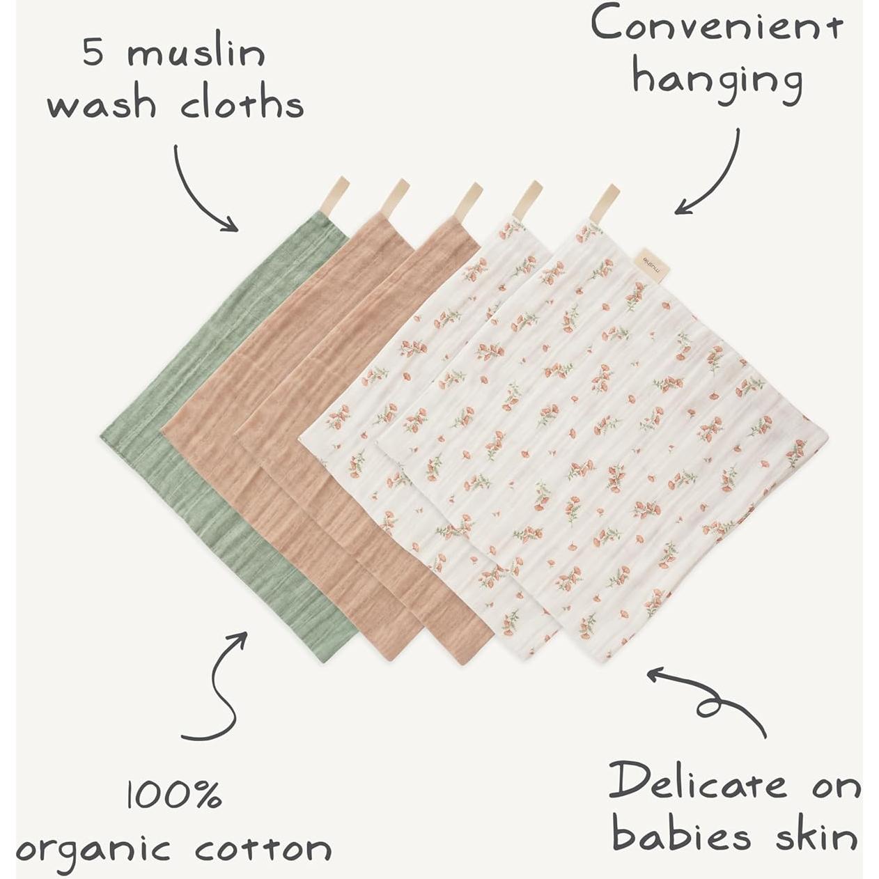 Toallas de Muselina de Algodón Orgánico Mushie - Paquete de 5