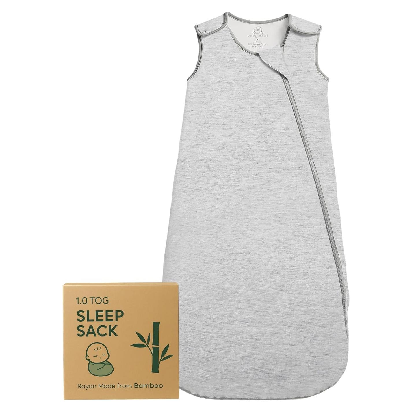 Saco de dormir unisex de bambú 1.0 TOG 0-6 meses gris claro