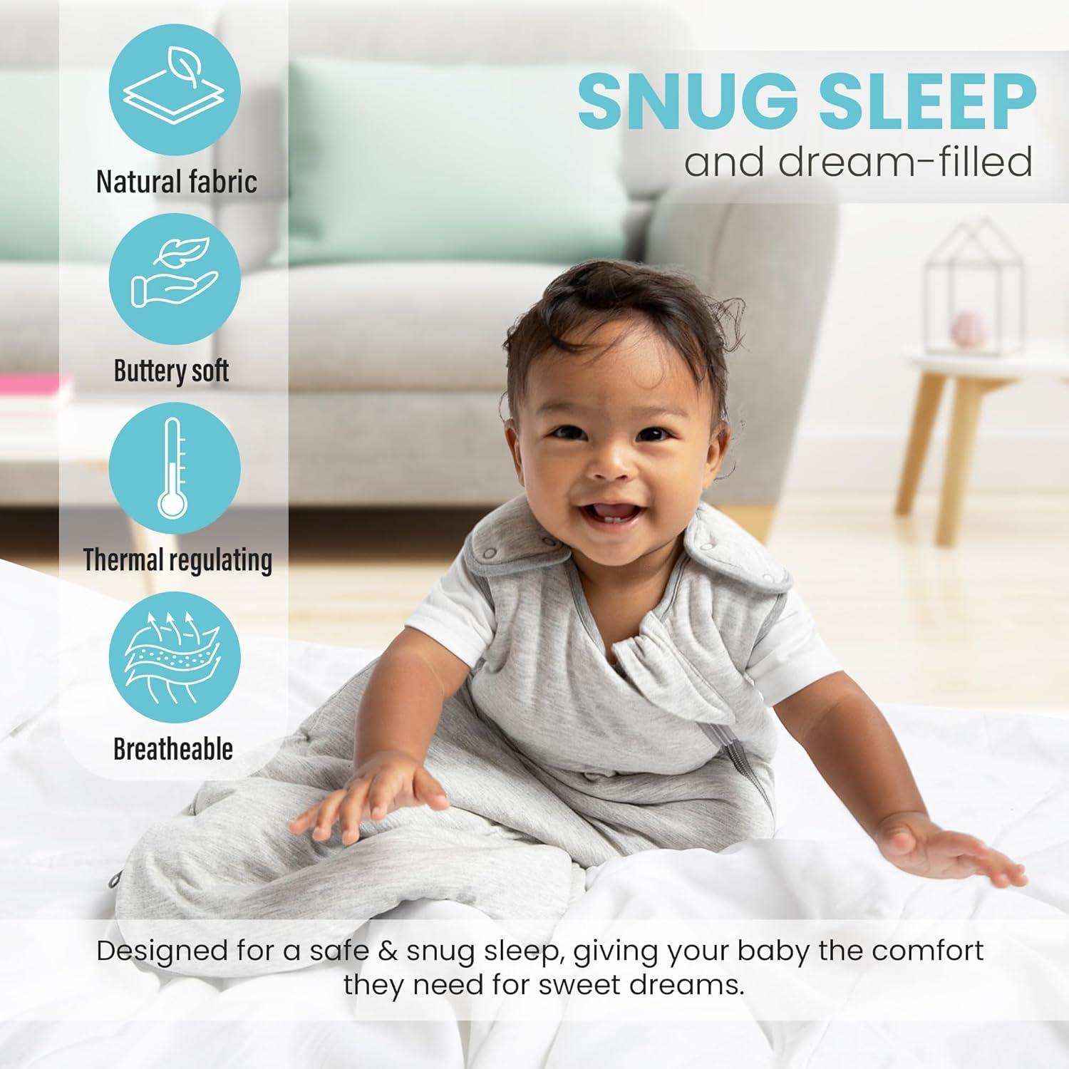 Saco de dormir unisex de bambú 1.0 TOG 0-6 meses gris claro