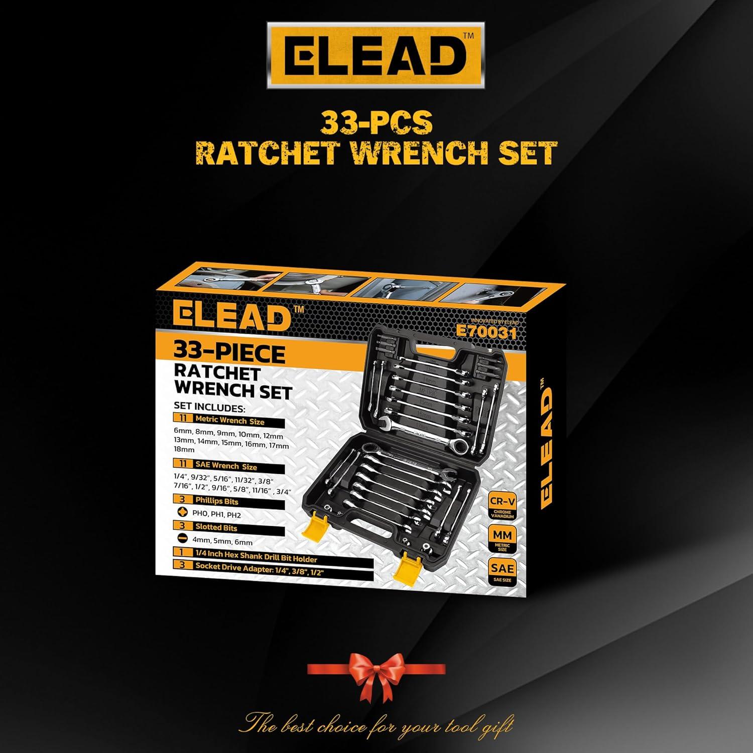 Juego de Llaves de Combinación 33 Piezas ELEAD | Acero CR-V