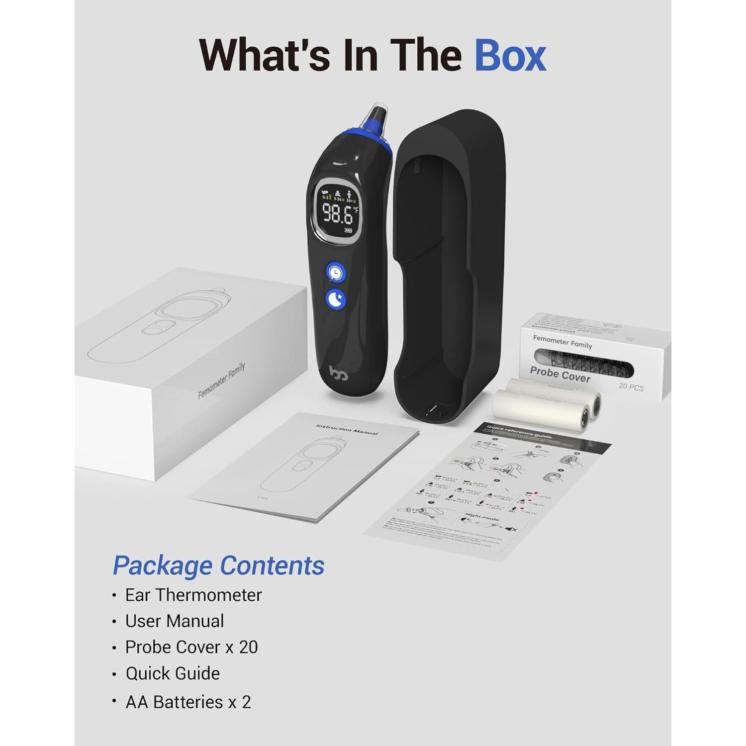 Termómetro de oído Femometer ET108 con sonda precalentada