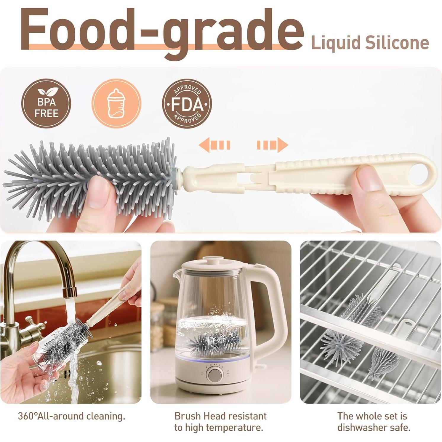 Juego de Cepillos para Biberones FXXQHT 6 en 1 Portátil