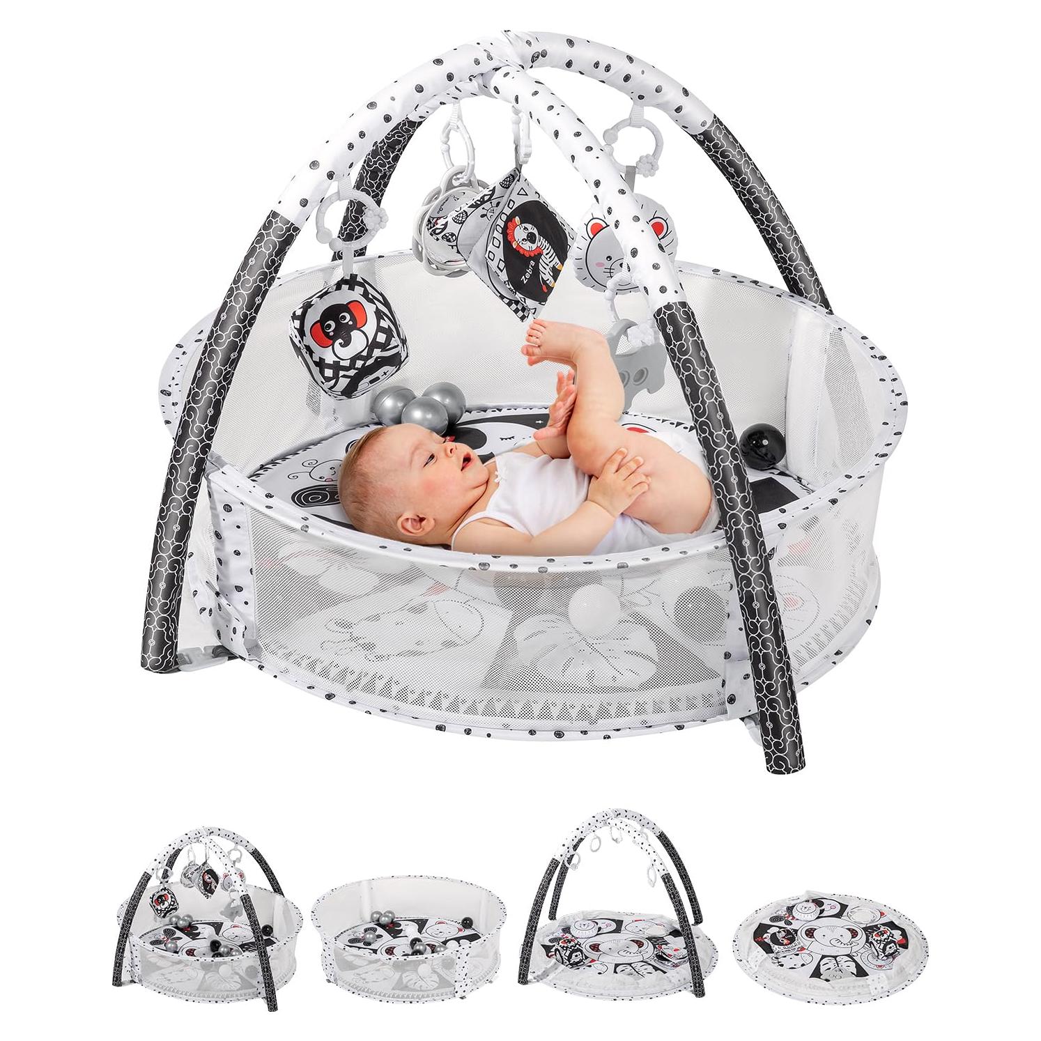 Alfombra de Juego 4 en 1 Dearlomum para Bebés - Negro y Blanco