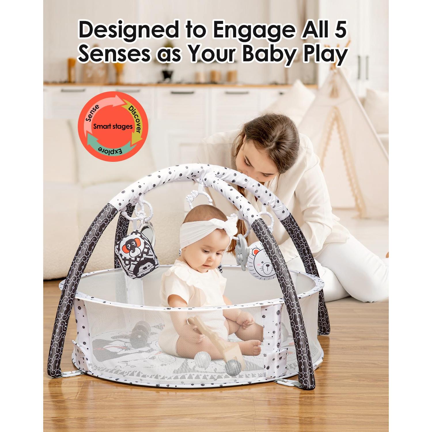 Alfombra de Juego 4 en 1 Dearlomum para Bebés - Negro y Blanco