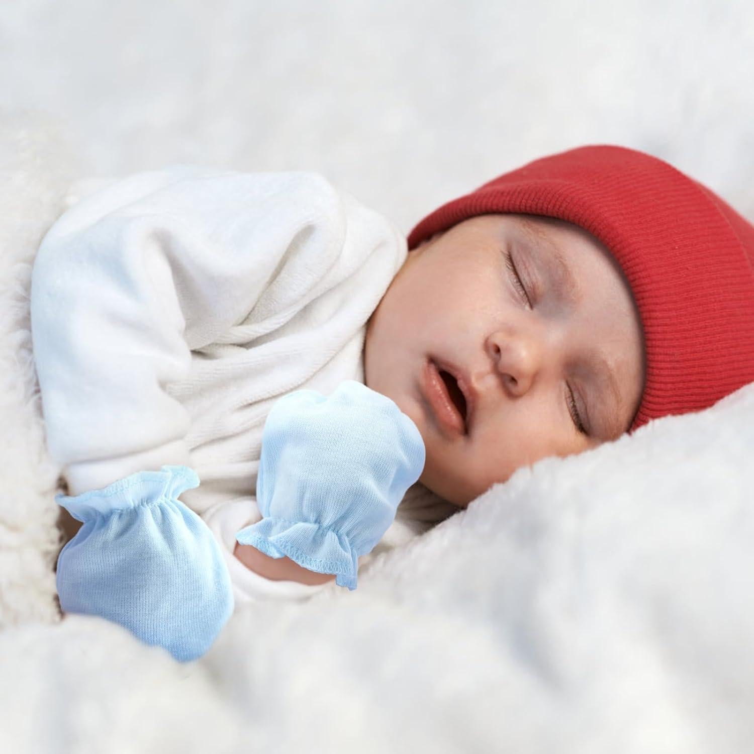 Manoplas para Bebés Recién Nacidos AQOKKA Algodón Orgánico 0-6 Meses